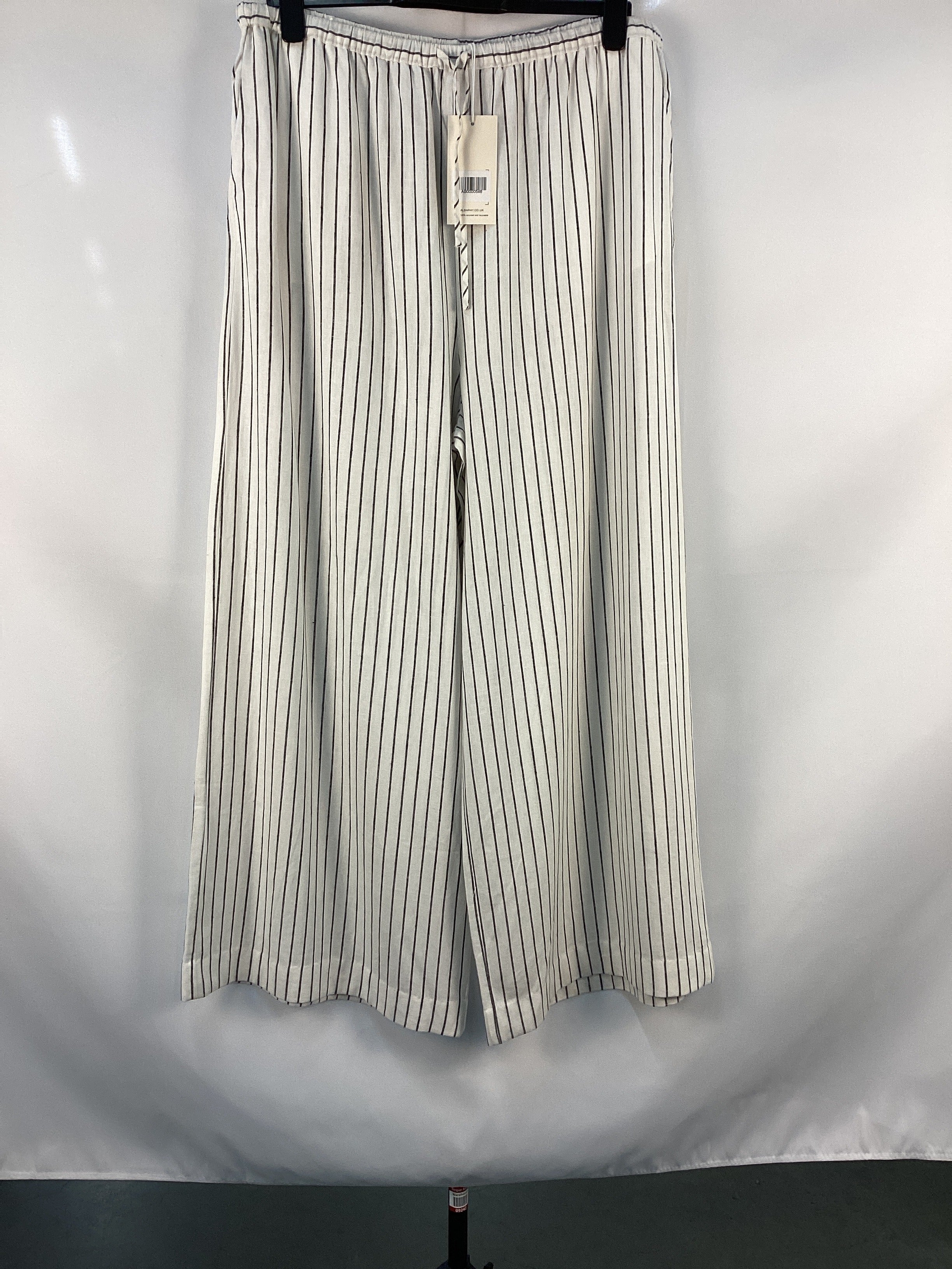 Re-Loved Stripe Linen Blend Drawstring Trousers- Size 18