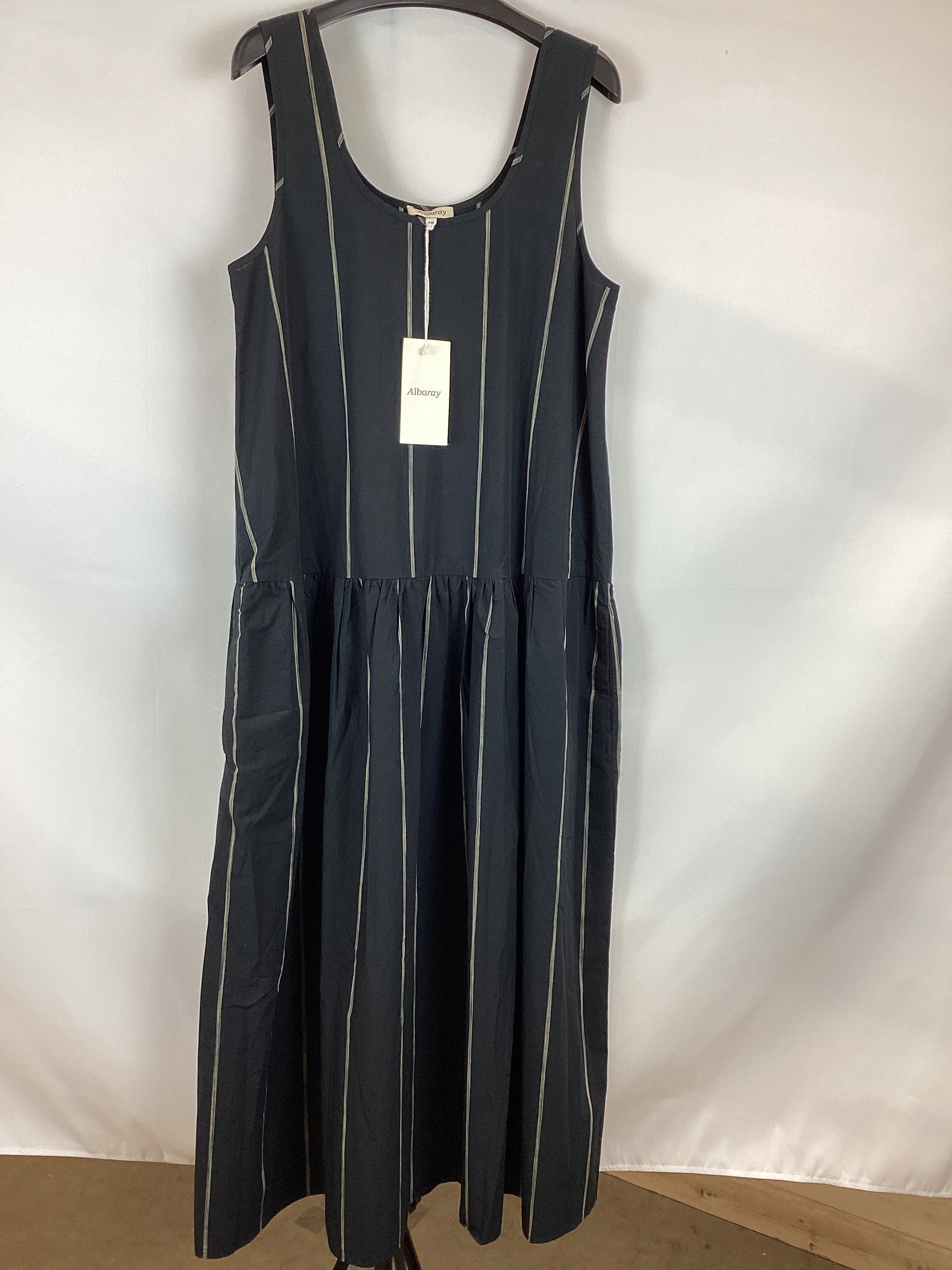 Re-Loved Black Cotton Stripe Dress - Size 10