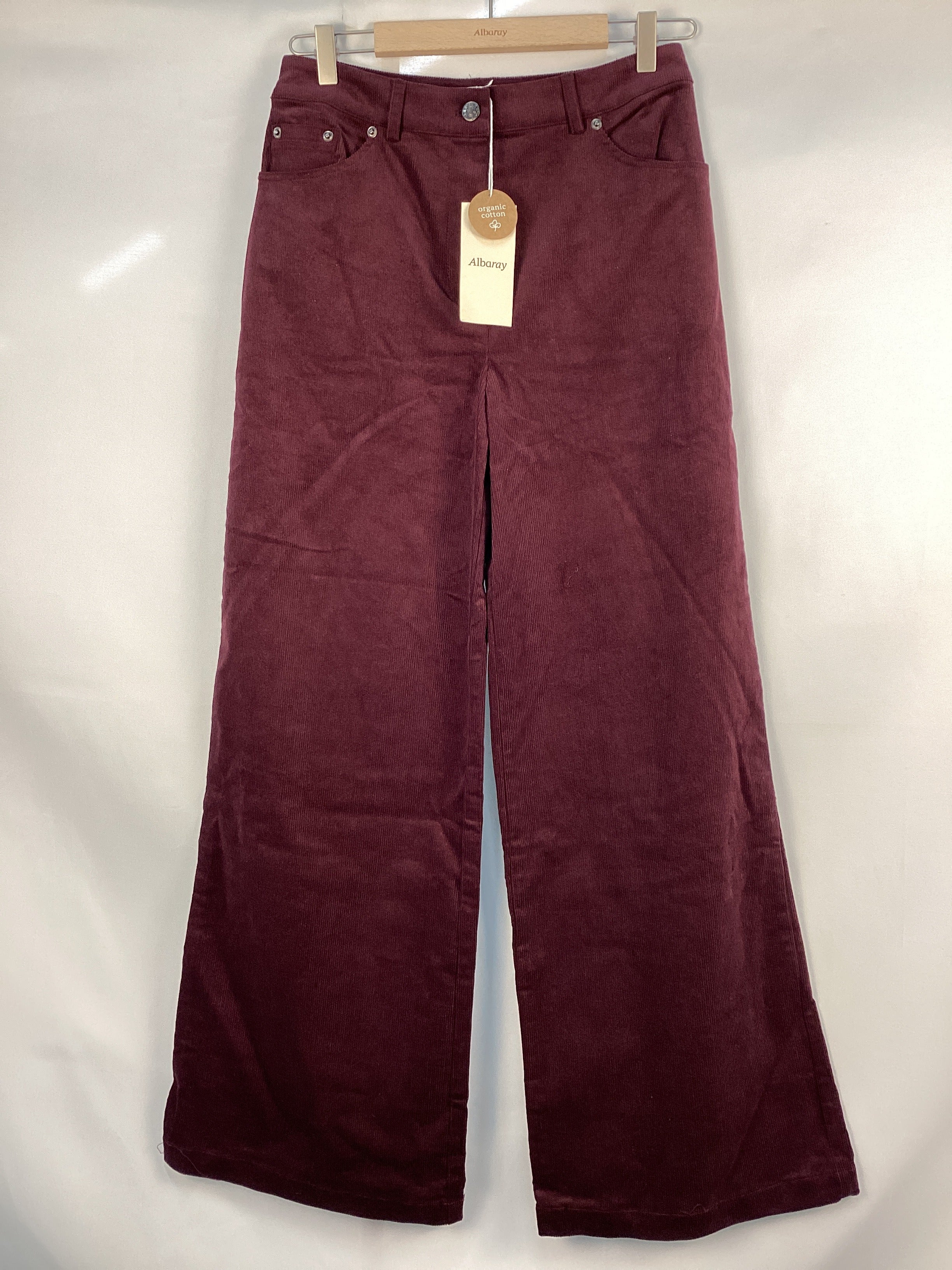 Re-Loved Burgundy Cord Wide Leg Trouser - Size 12
