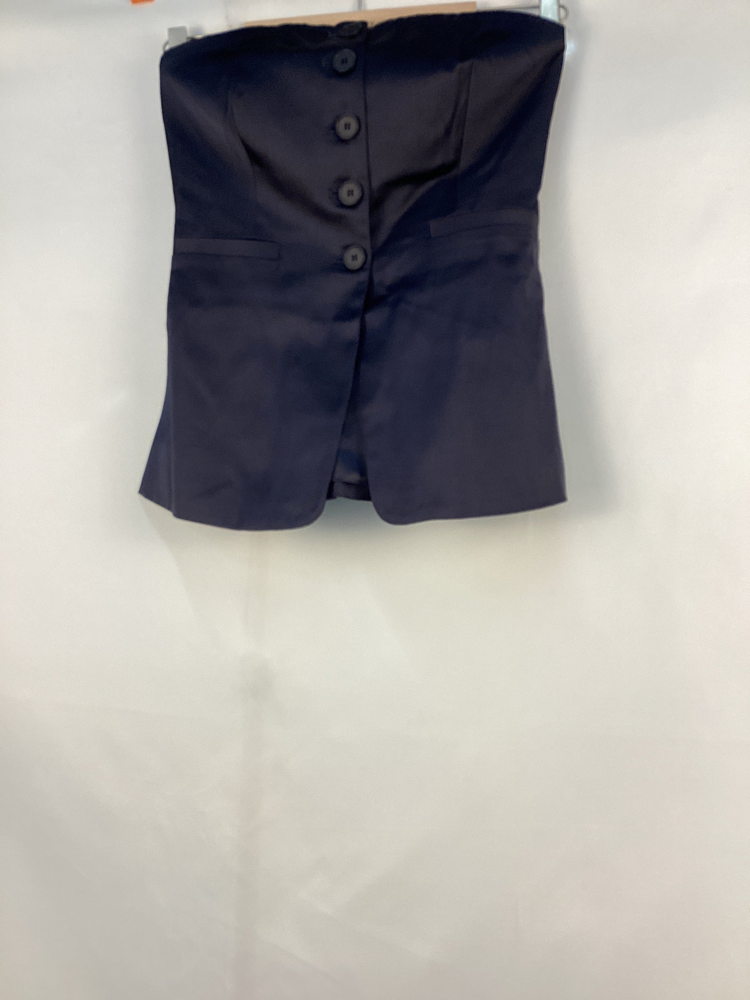 Re-Loved Navy Satin Bandeau Top - Size 8