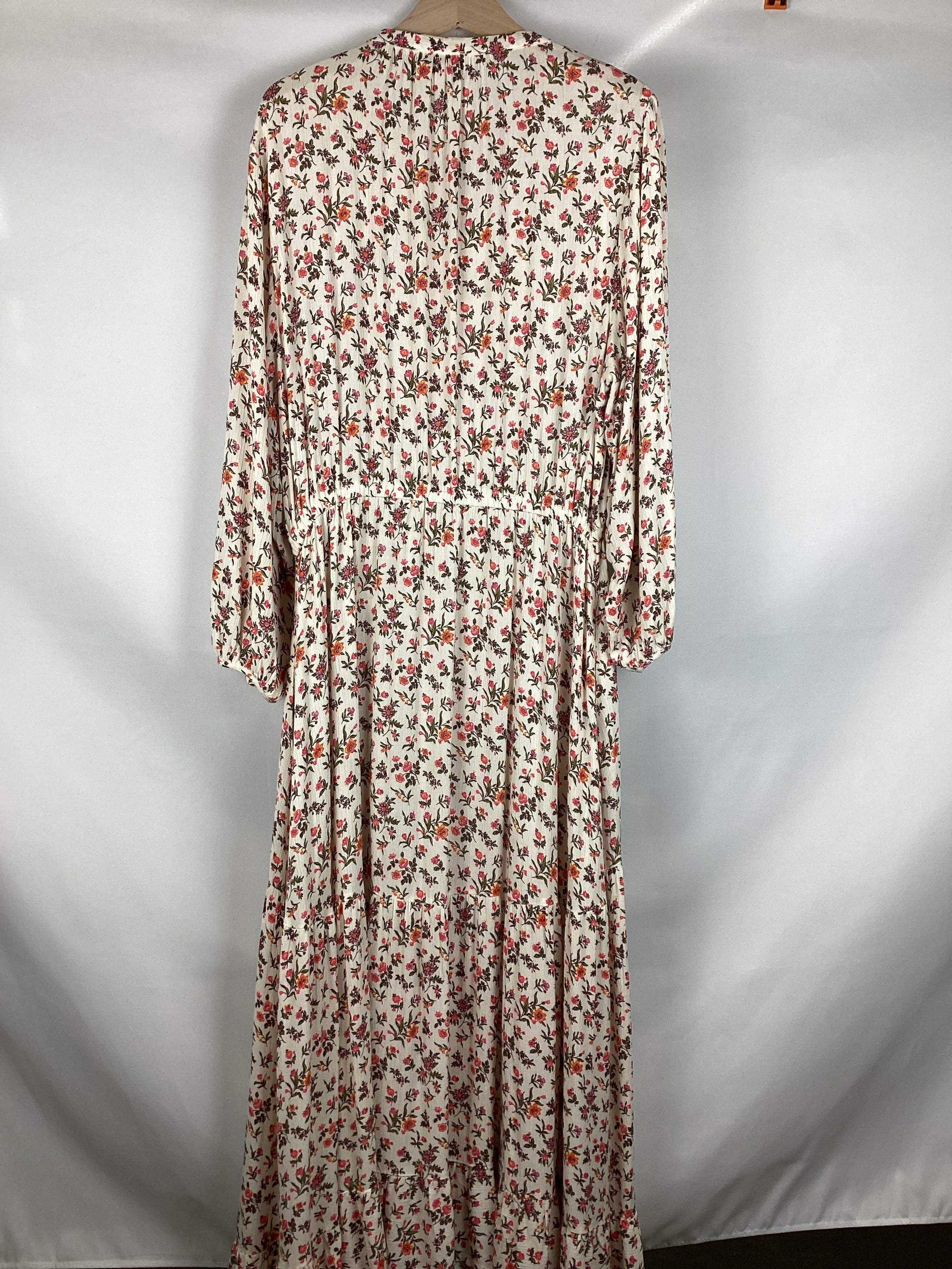 Re-Loved Prairie Cream Floral Midi Dress - Size 14