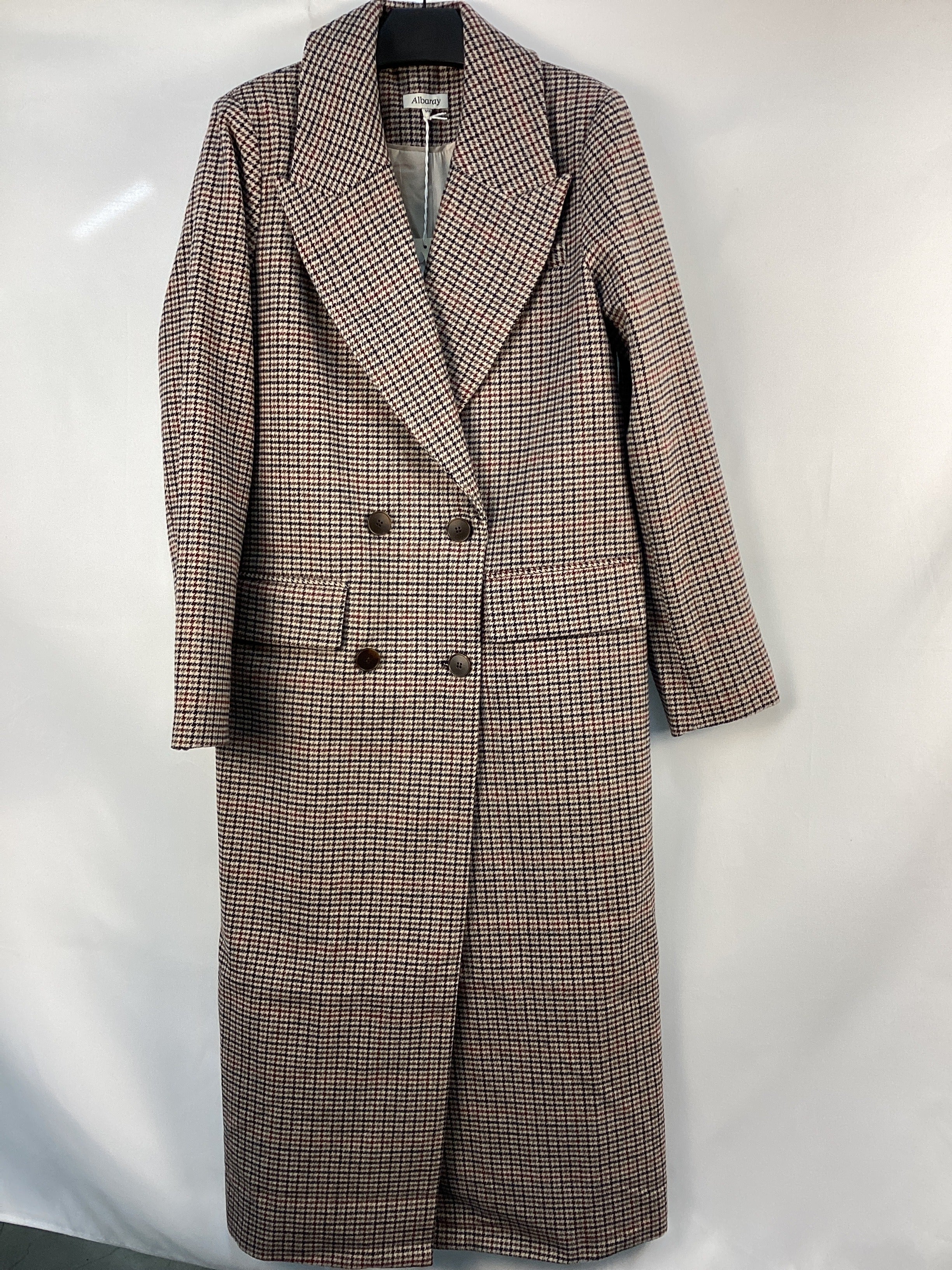 Re-Loved Check Double Breasted Coat - Size 10