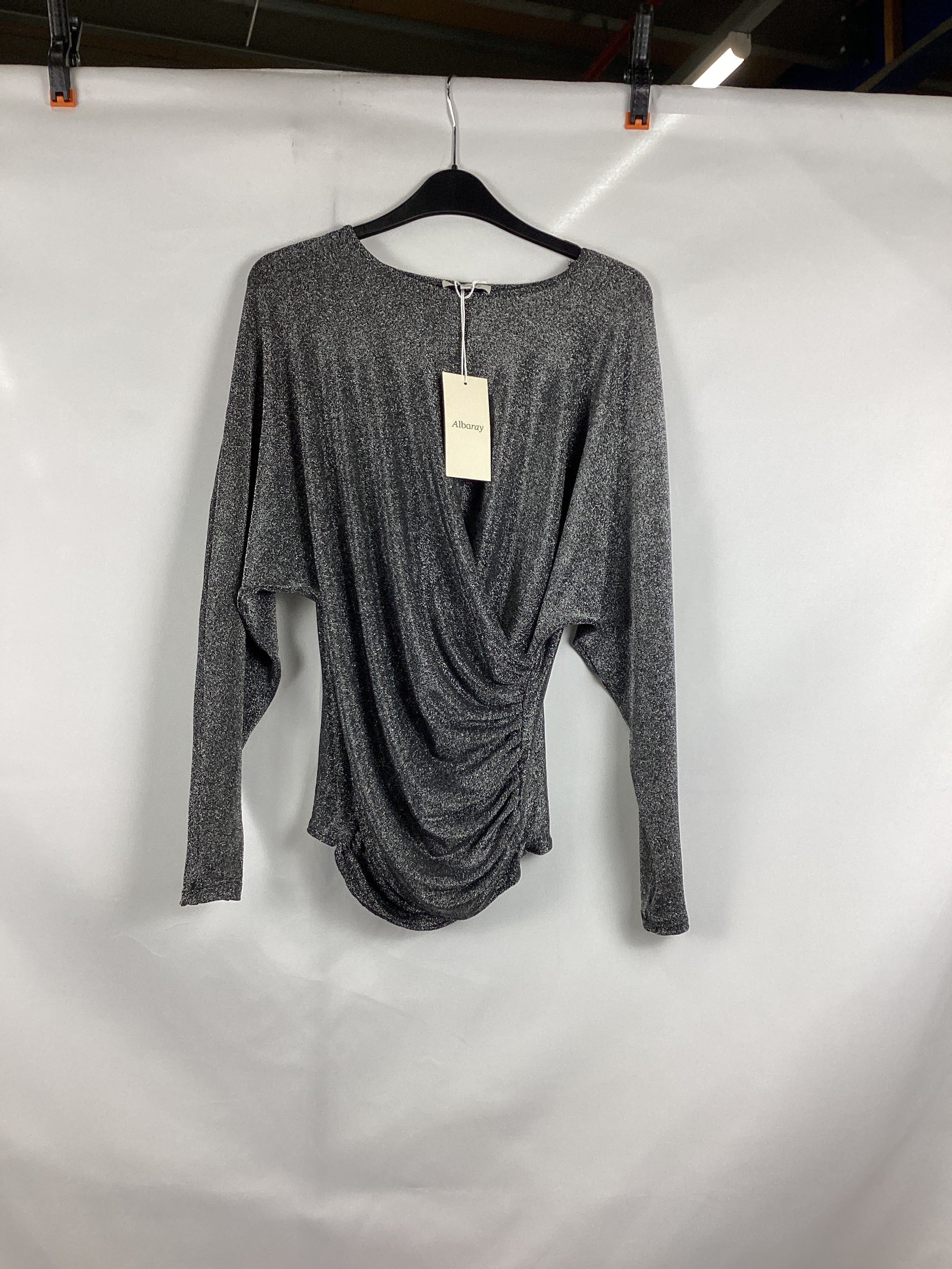 Re-Loved Silver Glitter Drape Top - Size 10