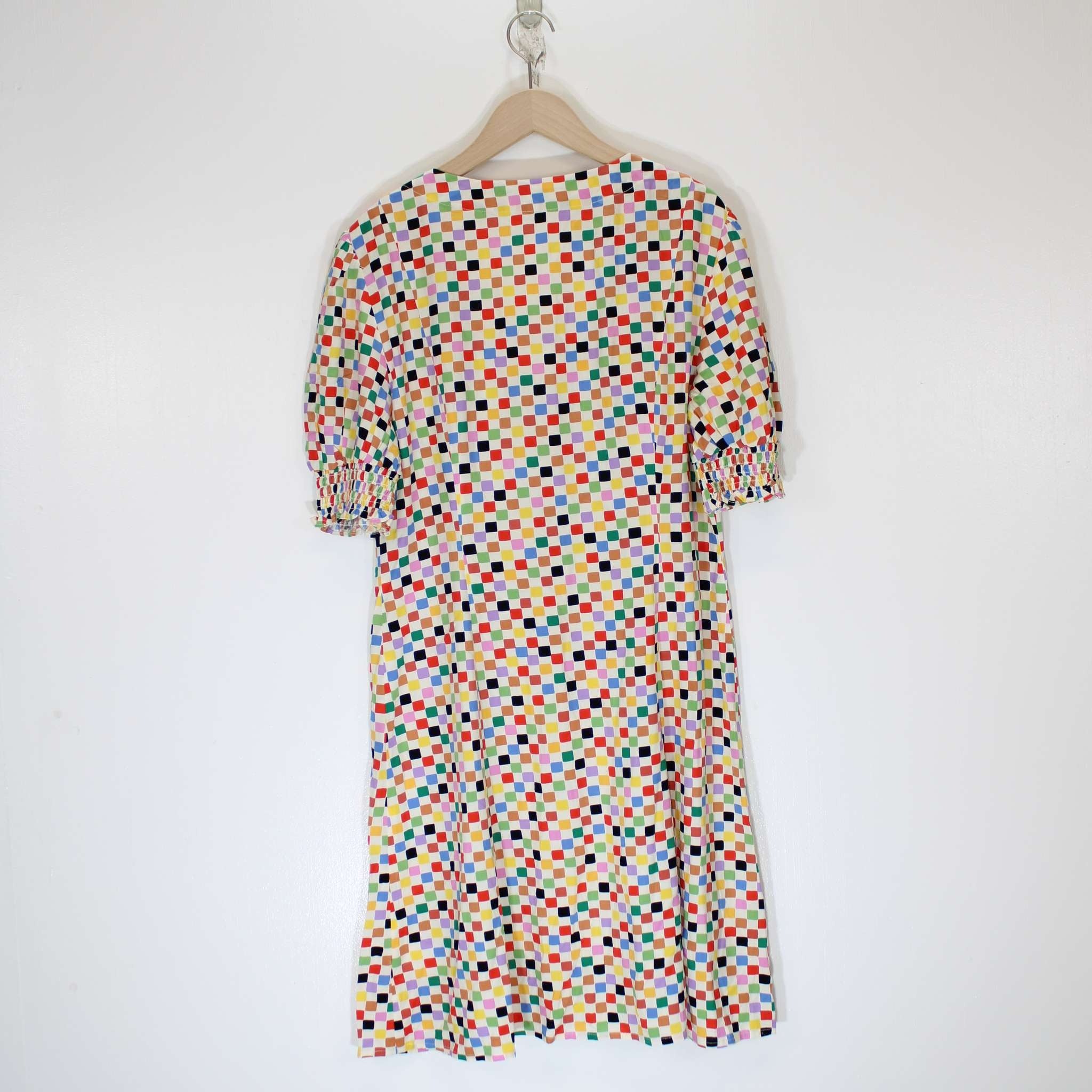 Re-Loved Chequerboard Button Short Dress Size 12