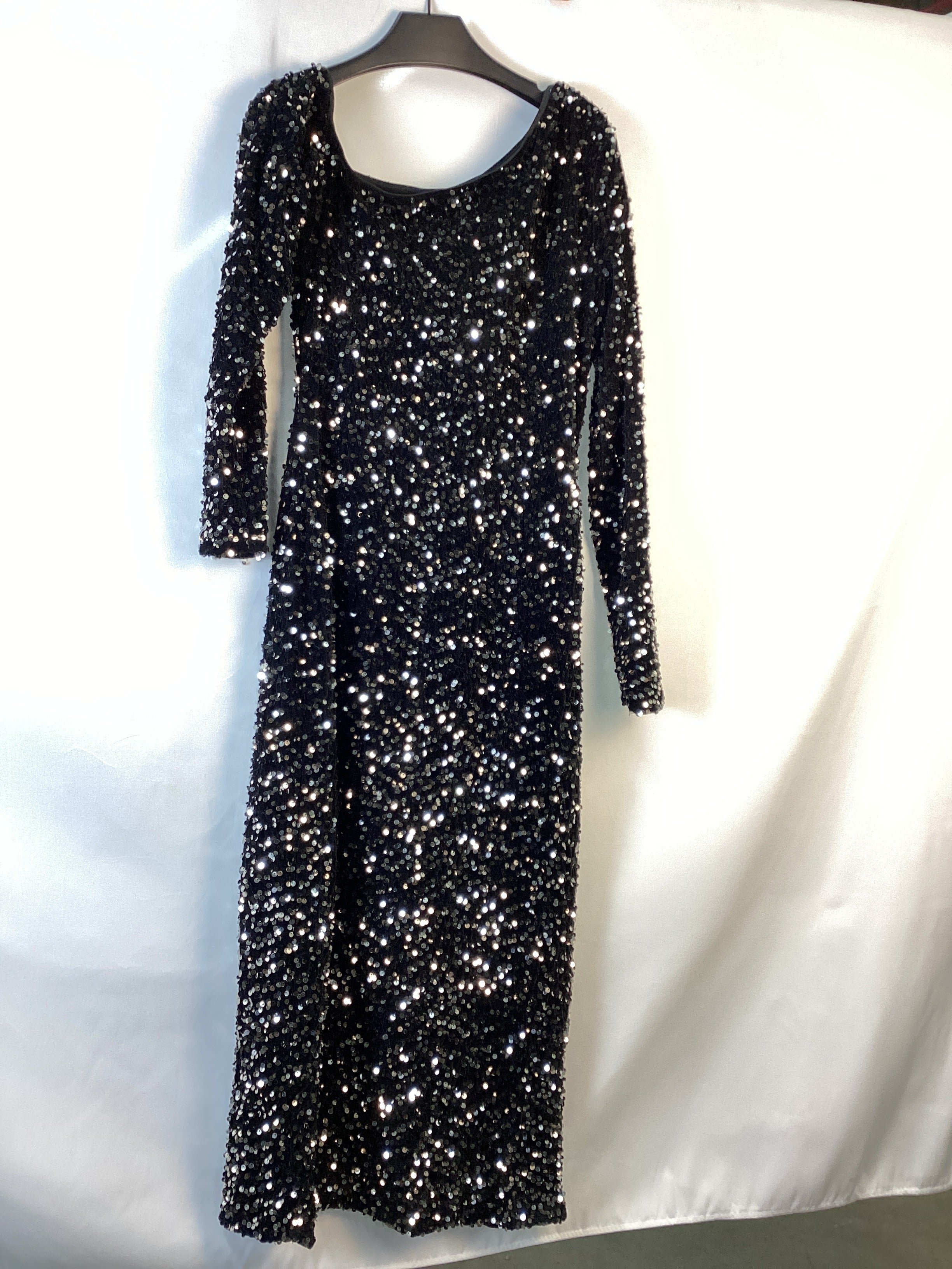 Re-Loved Velvet Sequin Asymmetric Off Shoulder Dress - Size 10