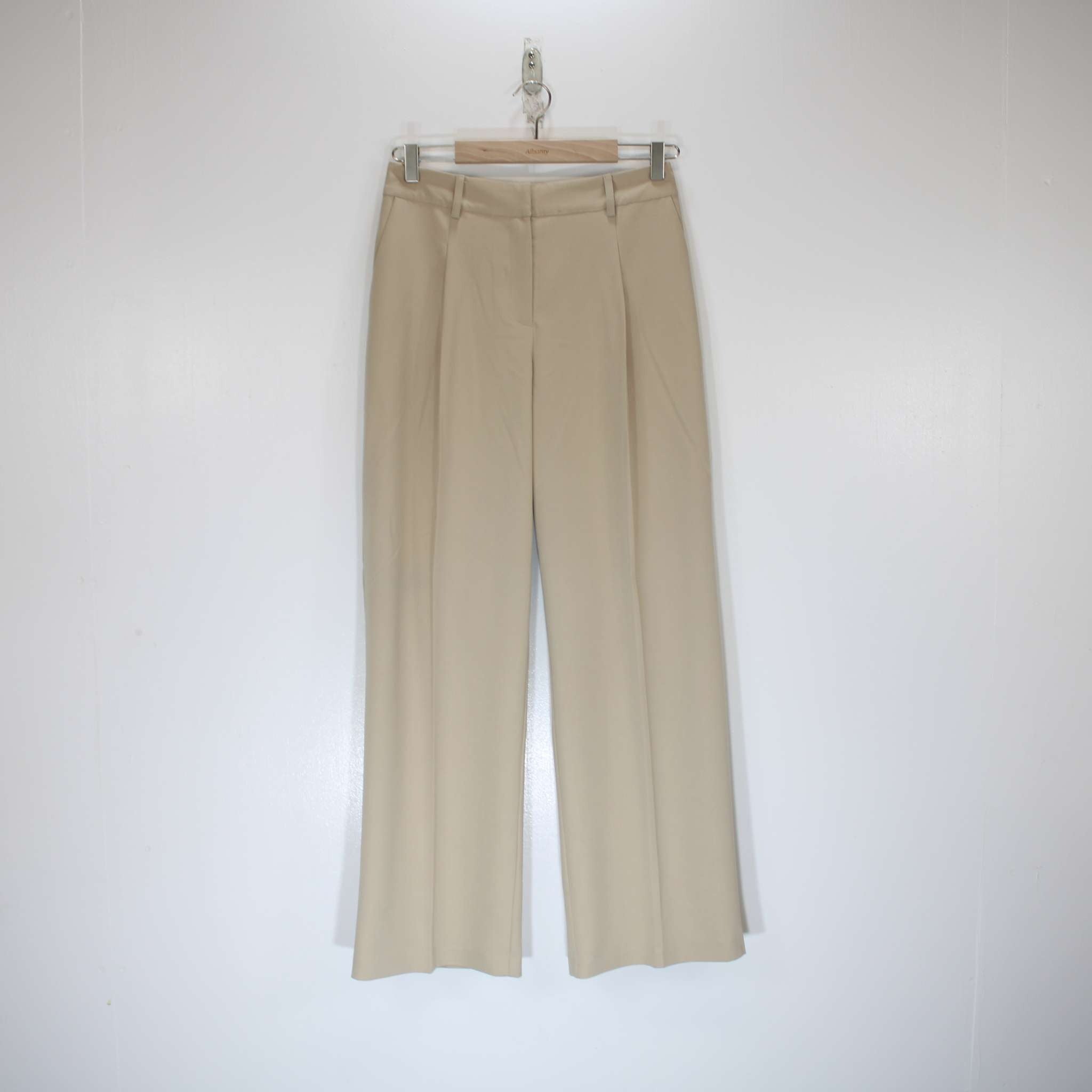 Re-Loved Stone Tailored Pleat Front Trousers Size 10