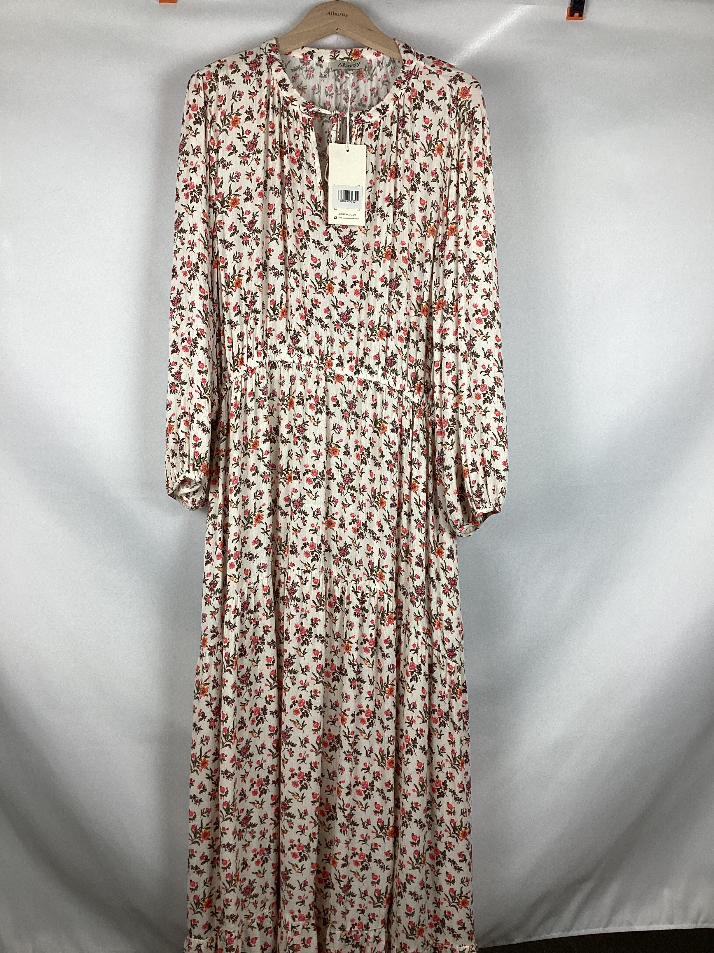 Re-Loved Prairie Cream Floral Midi Dress - Size 14