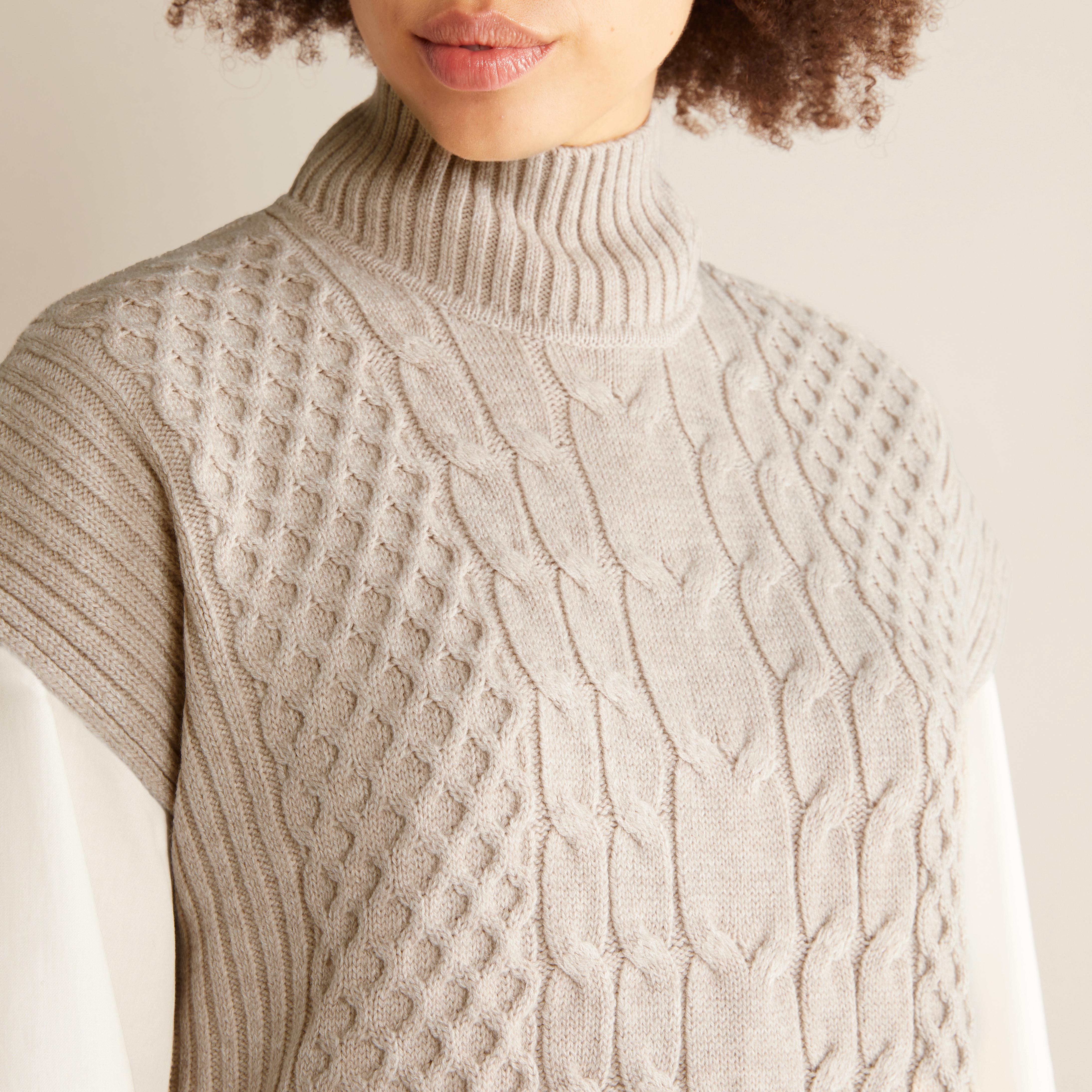Re-Loved Oatmeal Cable Tabard Knit - Size 12