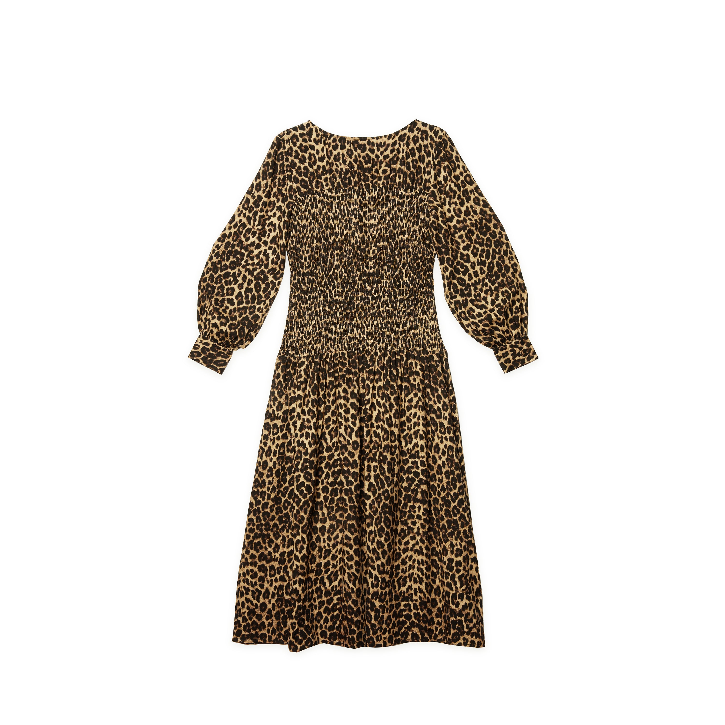 Re-Loved Animal Print Shirred Bodice Midi Dress Size 12