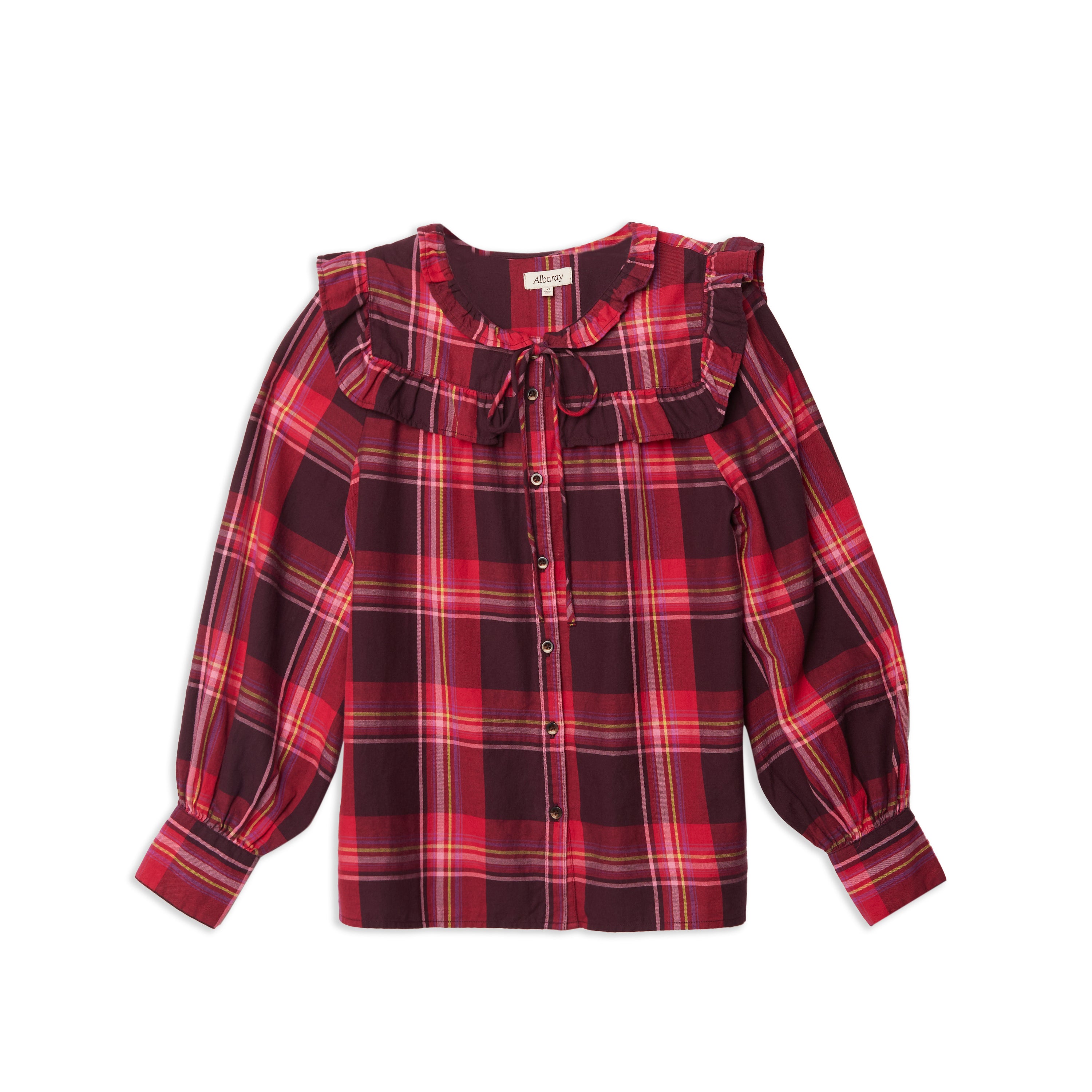 Re-Loved Plum Red Check Top Size 14