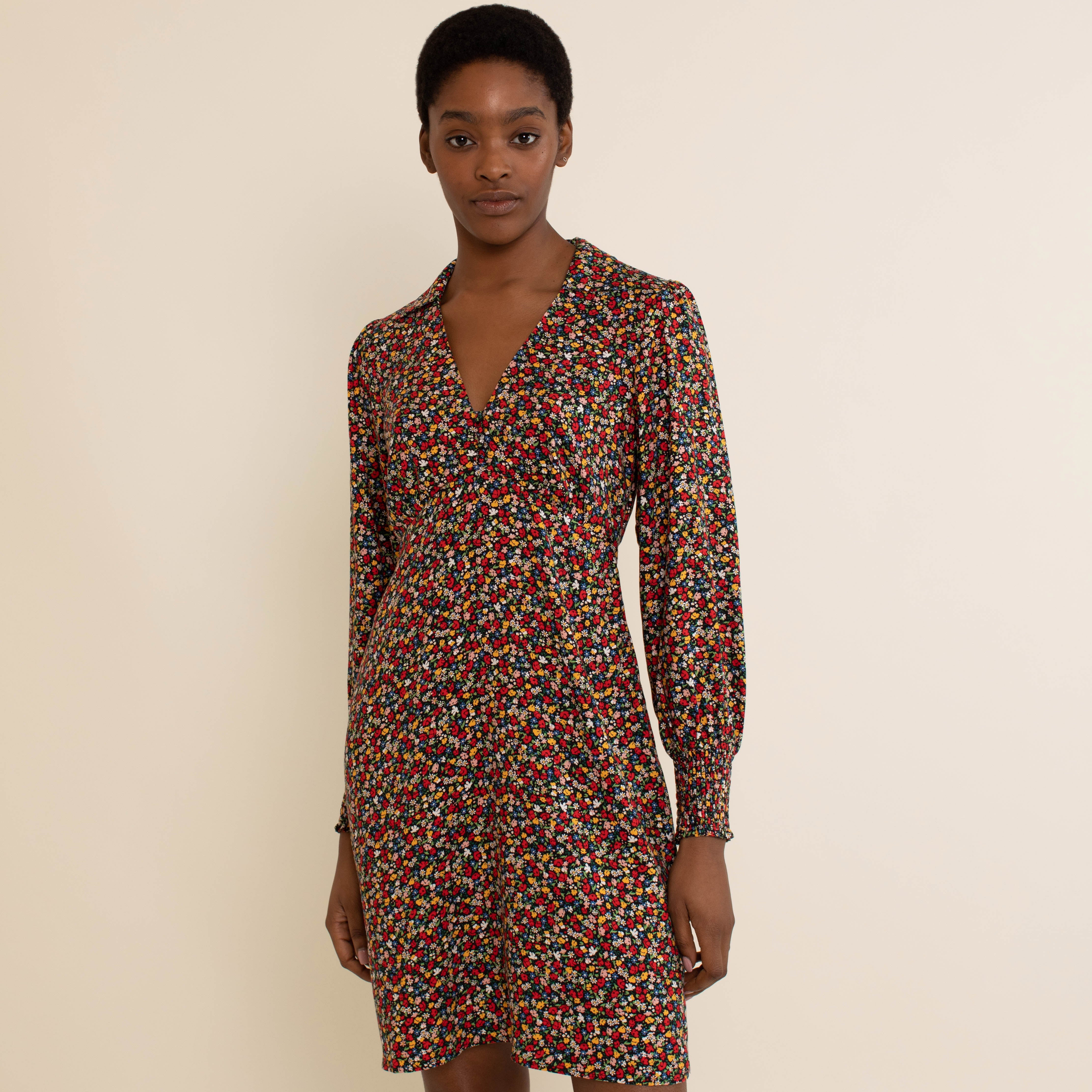 Re-Loved Ditsy Ornate Floral Short Dress - Size 10