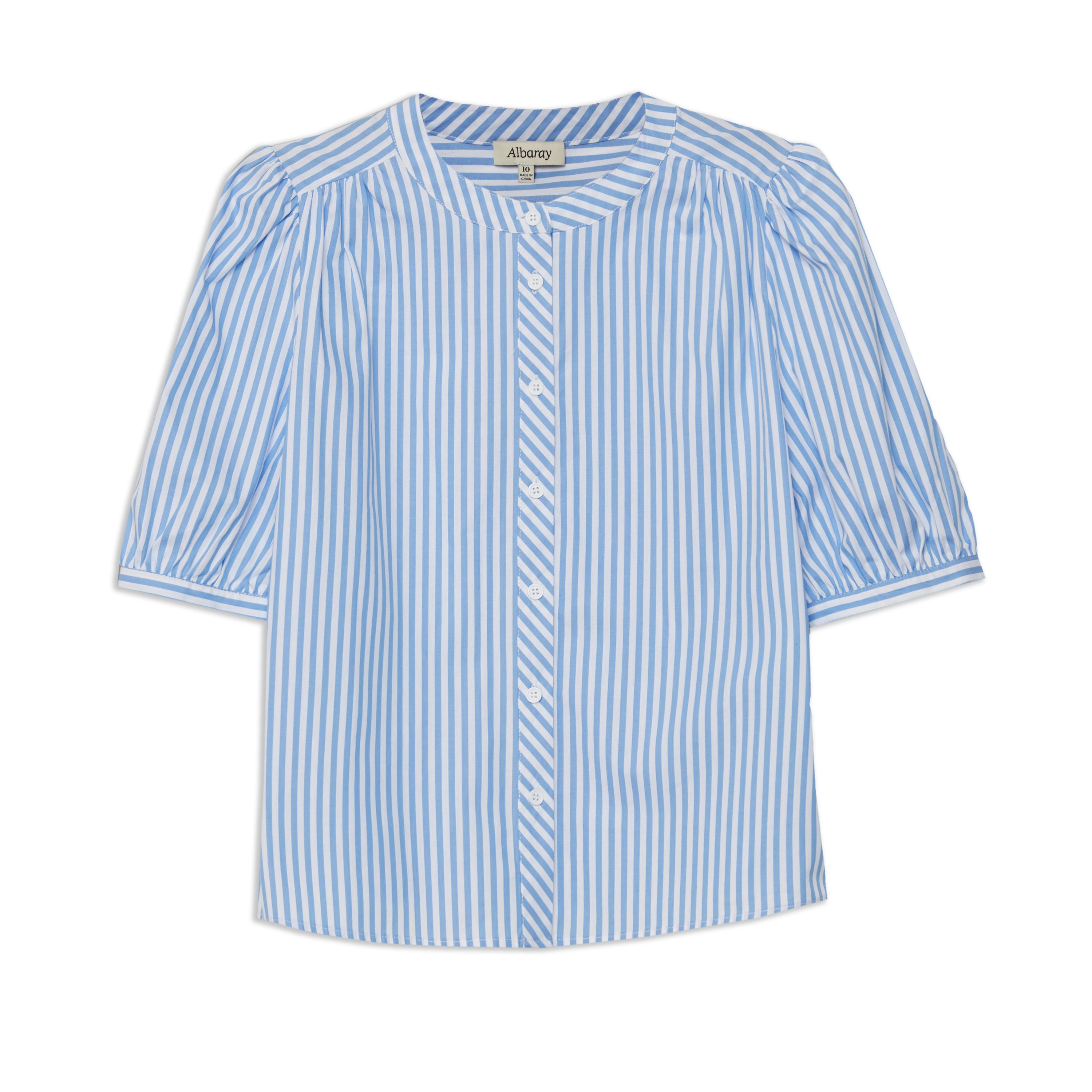 Re-Loved Organic Cotton Blue Stripe Blouse Size 14