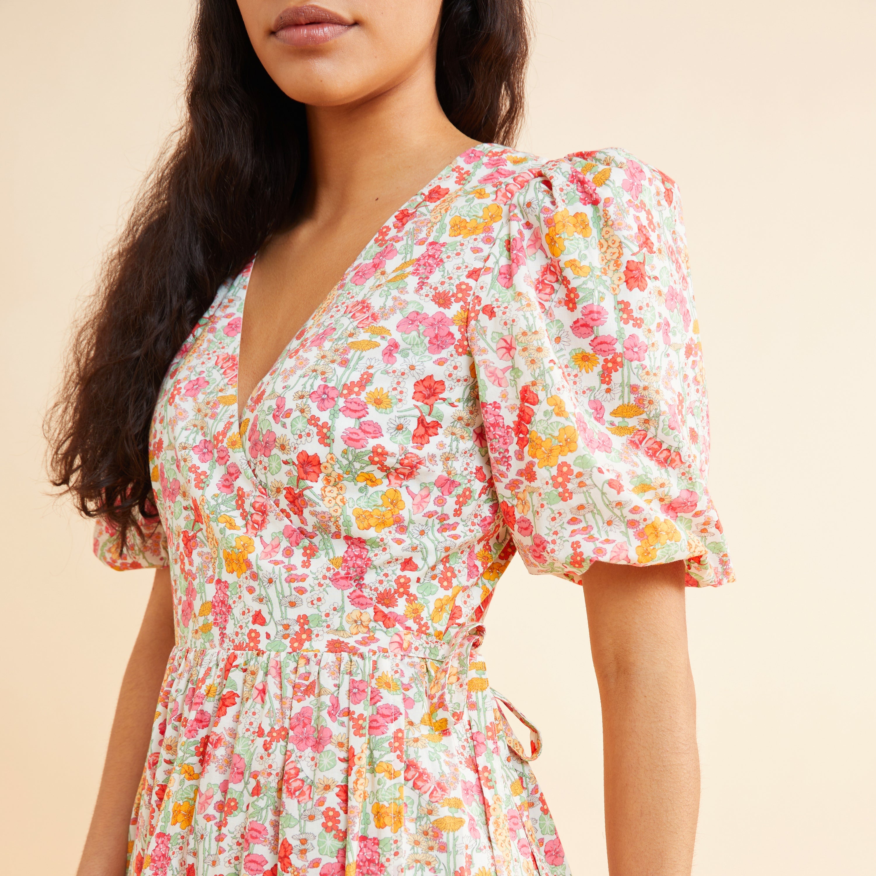 Re-Loved Organic Cotton Delicate Floral Wrap Dress - Size 16