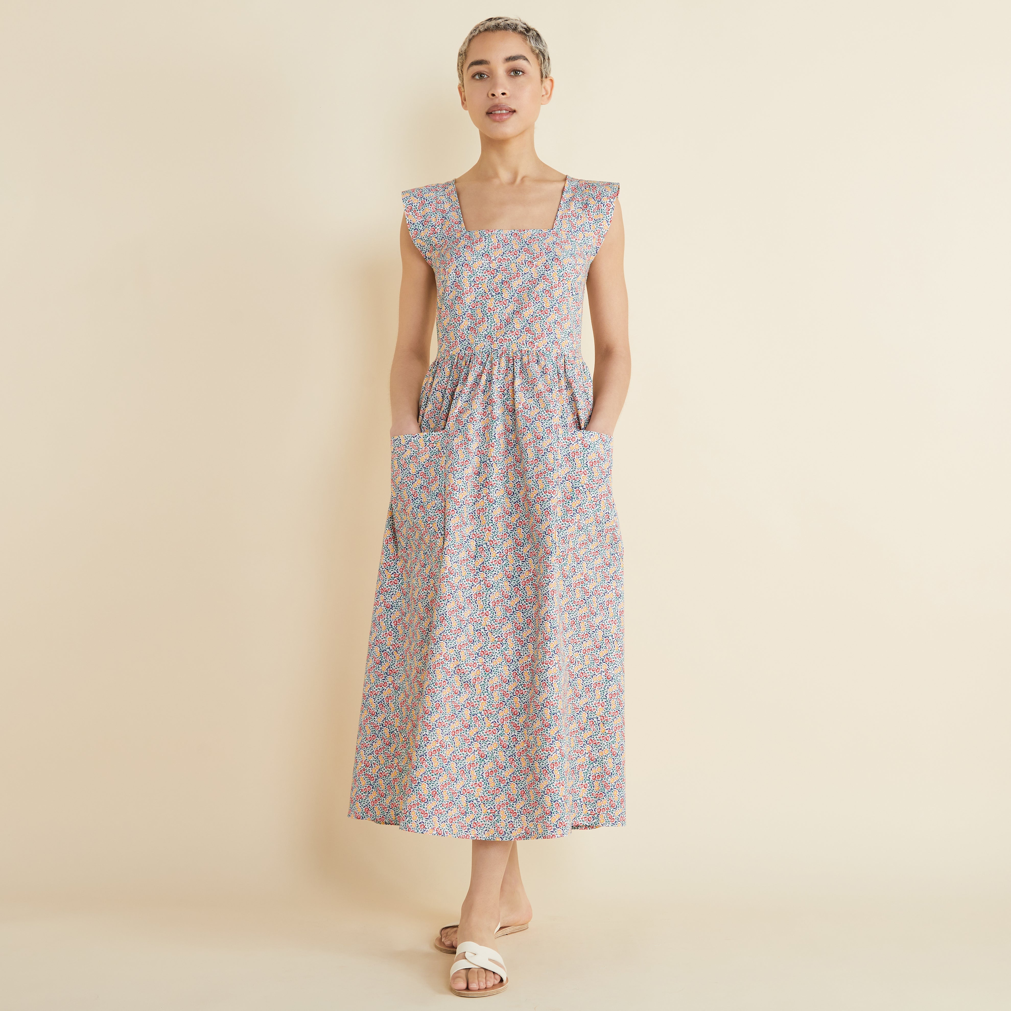 Re-Loved Cleo Ditsy Print Square Neck Dress - Size 10