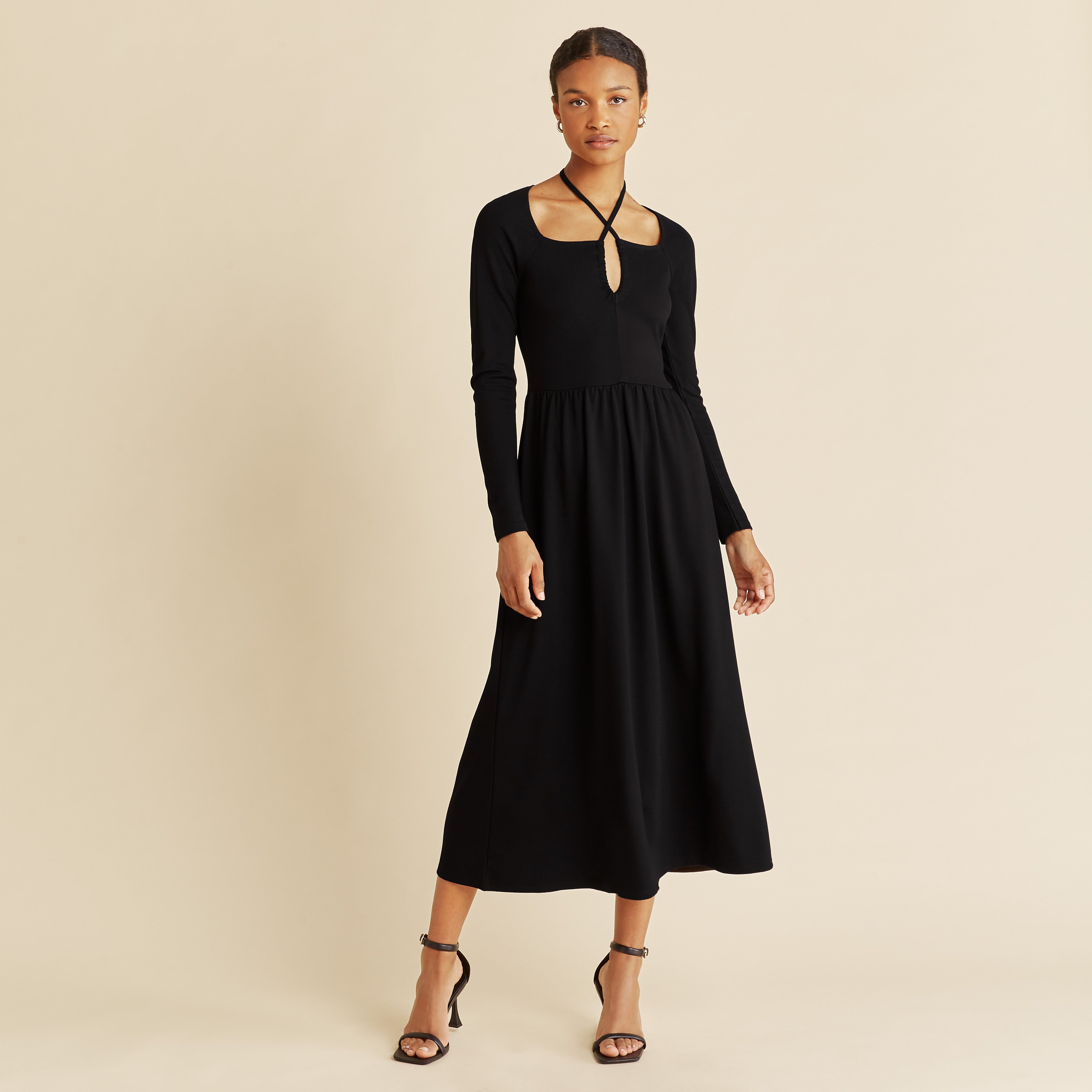 Re-Loved Black Jersey Halter Dress - Size 18