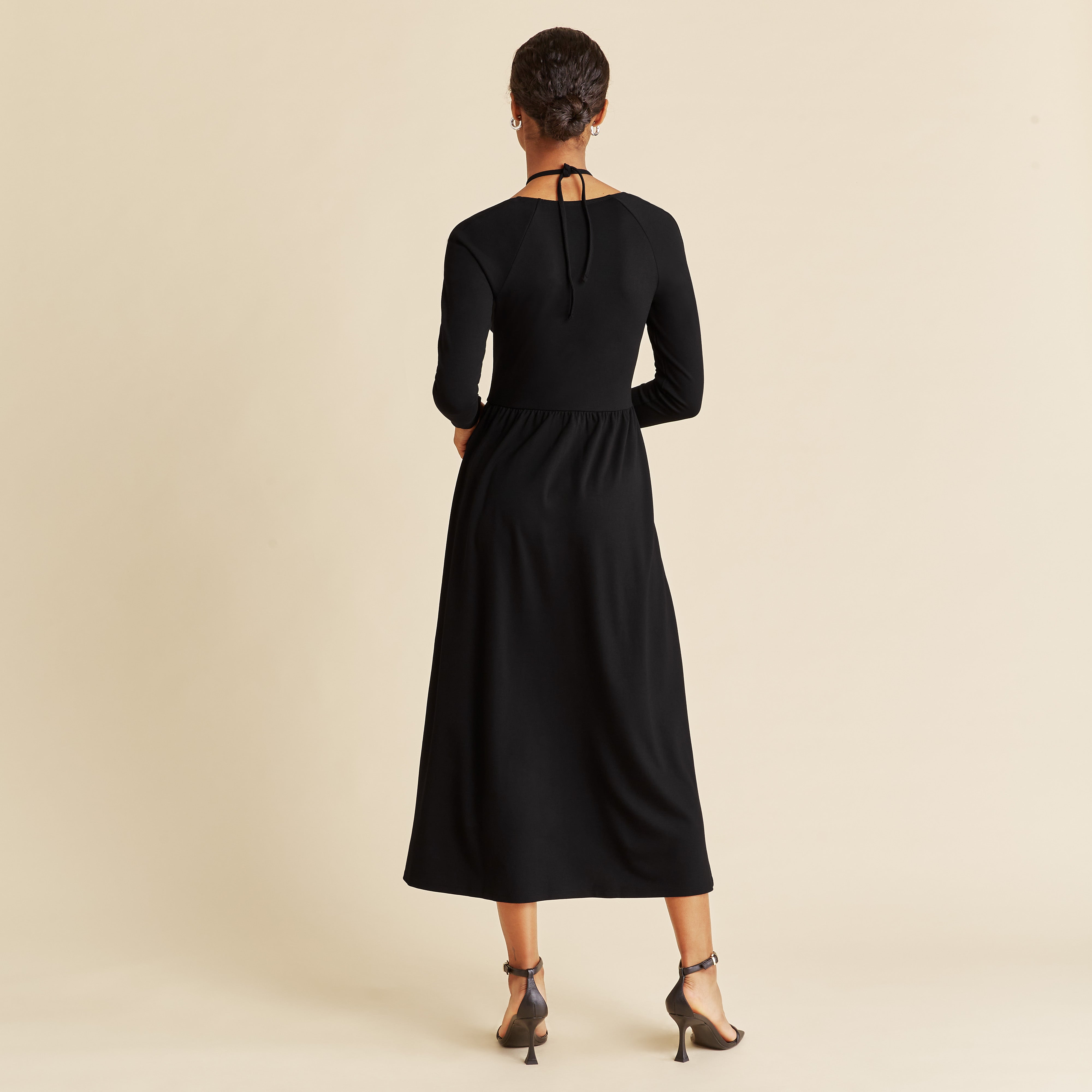 Re-Loved Black Jersey Halter Dress - Size 18