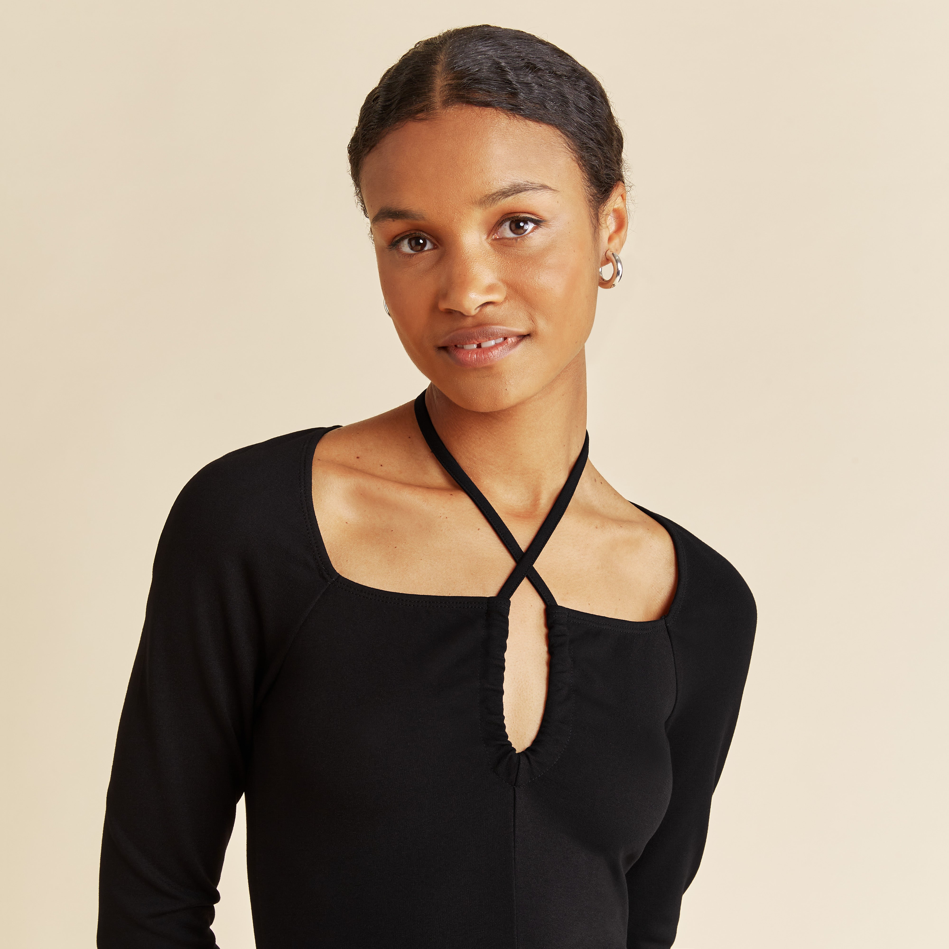 Re-Loved Black Jersey Halter Dress - Size 18