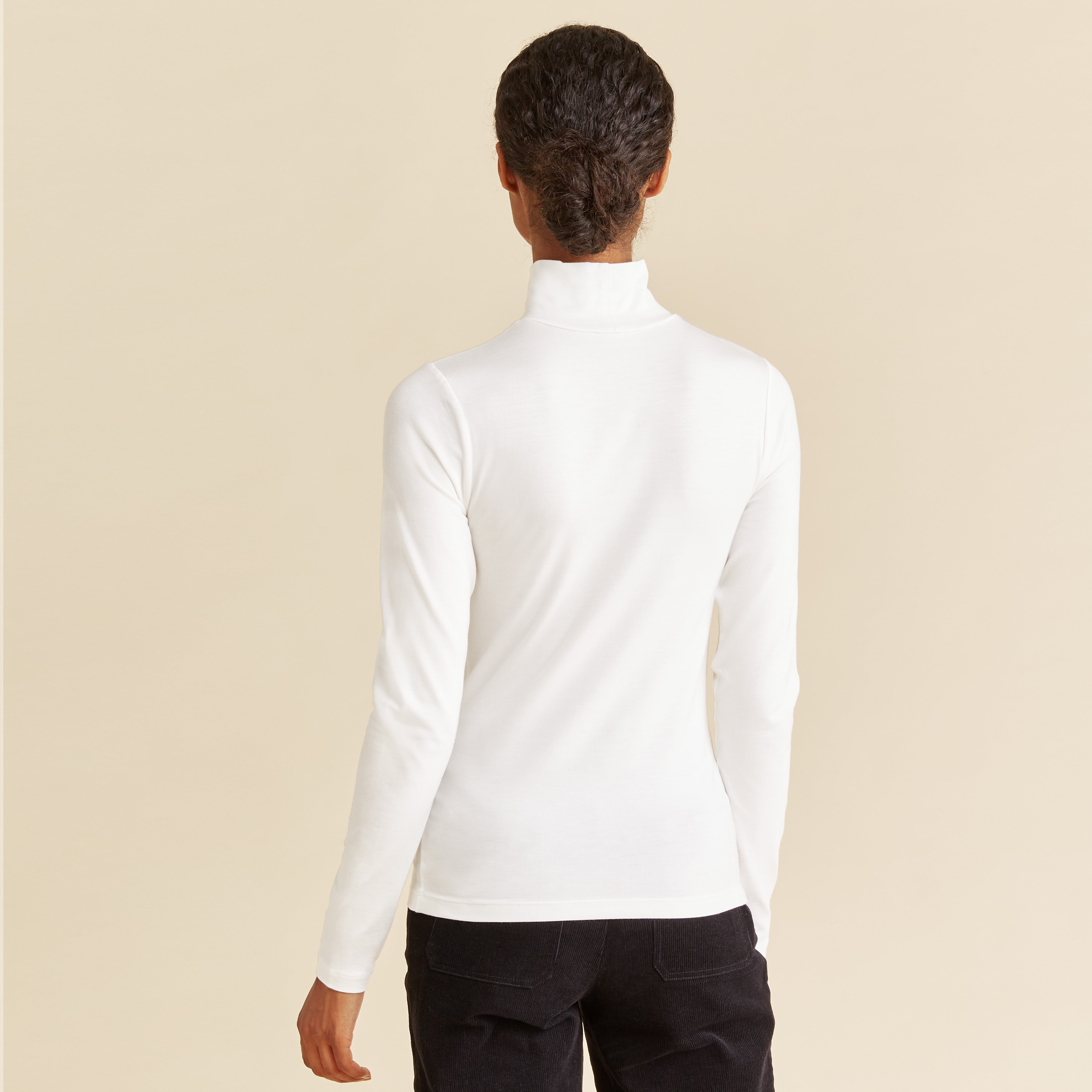 Re-Loved Cream Tencel Roll Neck - Size 8