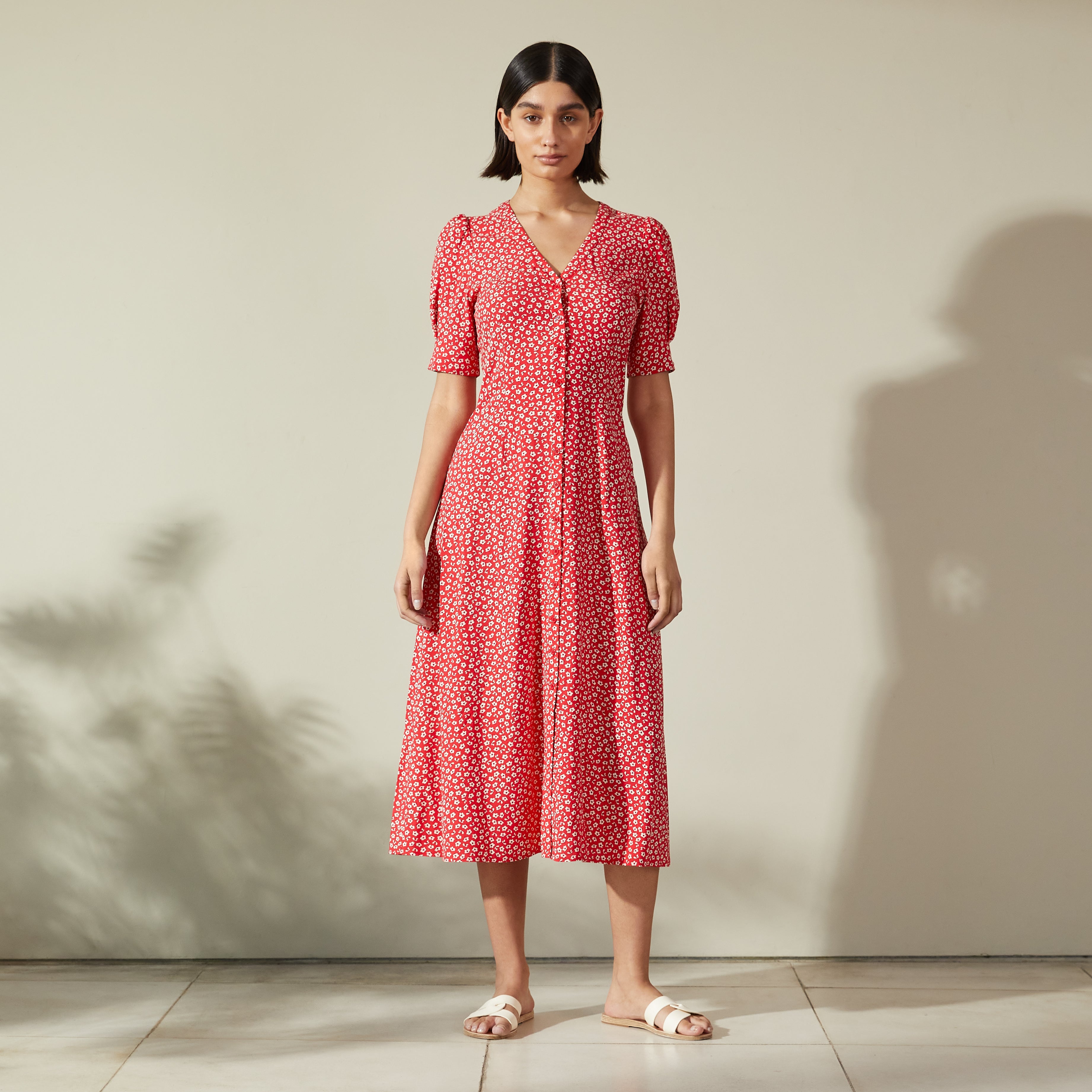 Re-Loved Floating Floral Tea Dress Size 12