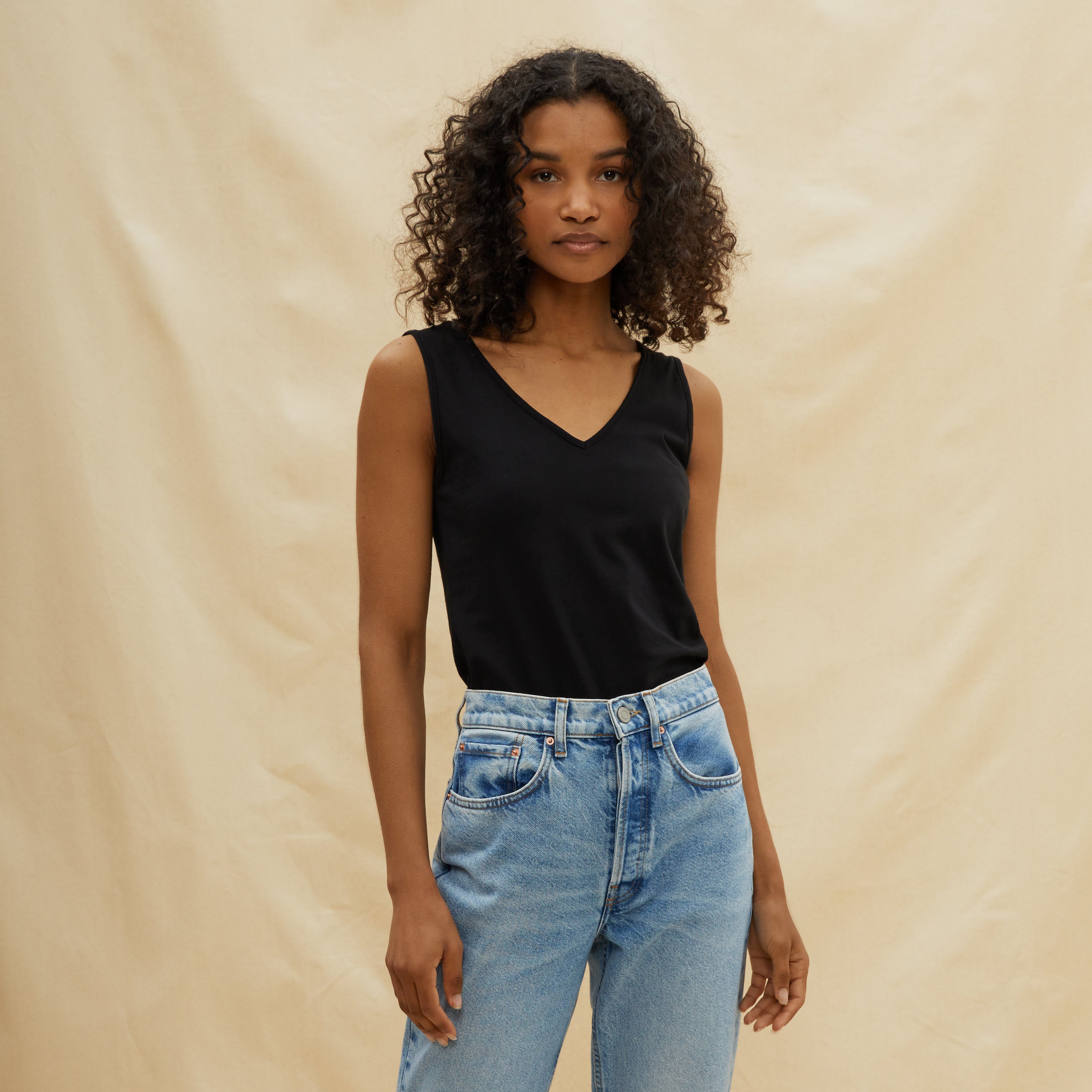 Re-Loved Black V Neck Cotton Vest Size 10