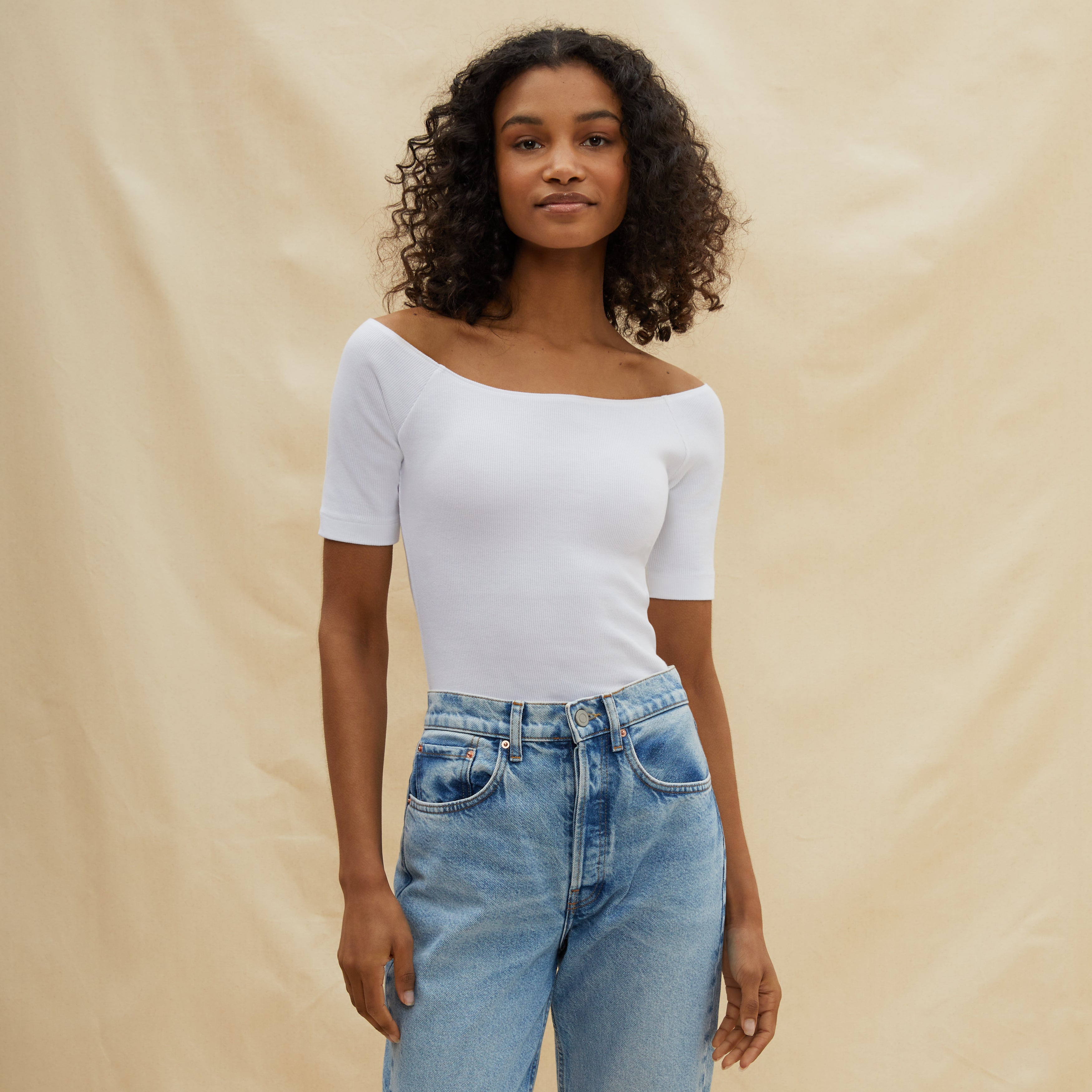 Re-Loved White Bardot Top - Size 18