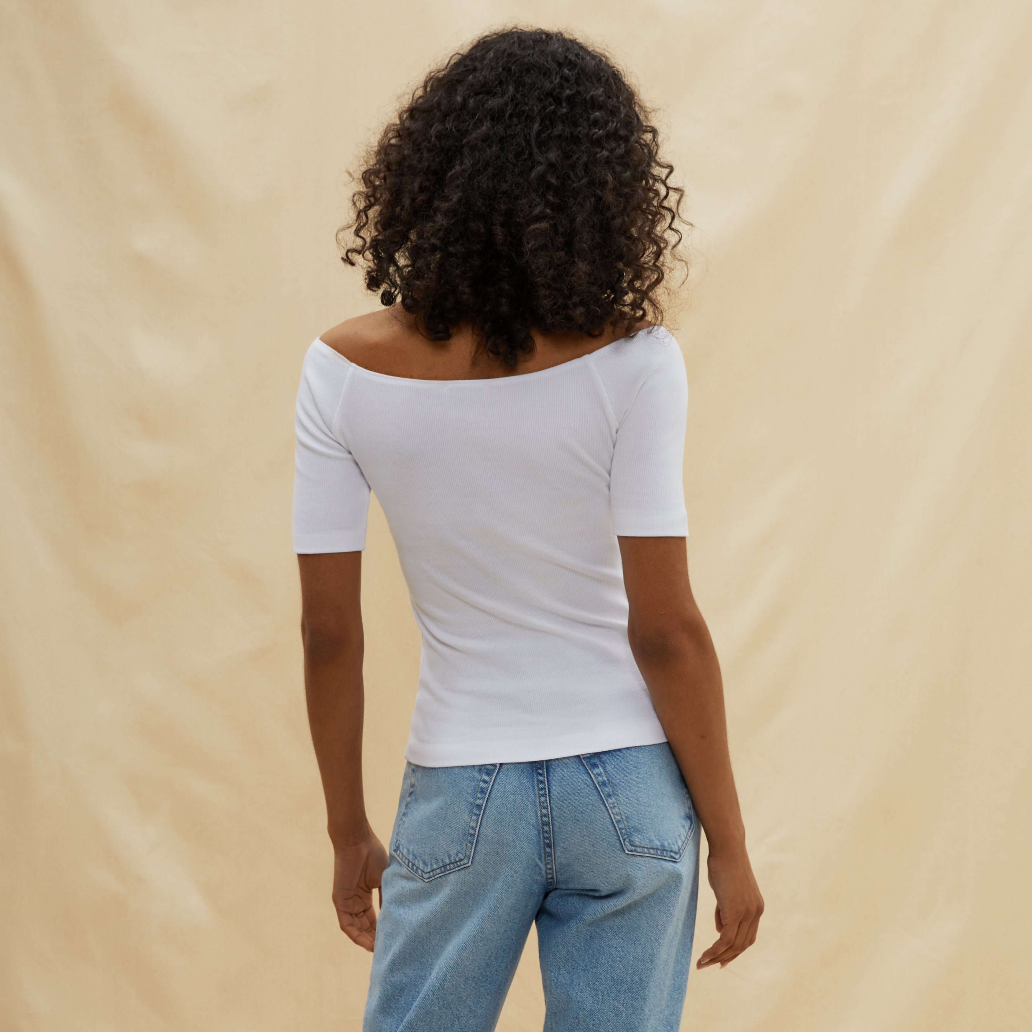 Re-Loved White Bardot Top - Size 18