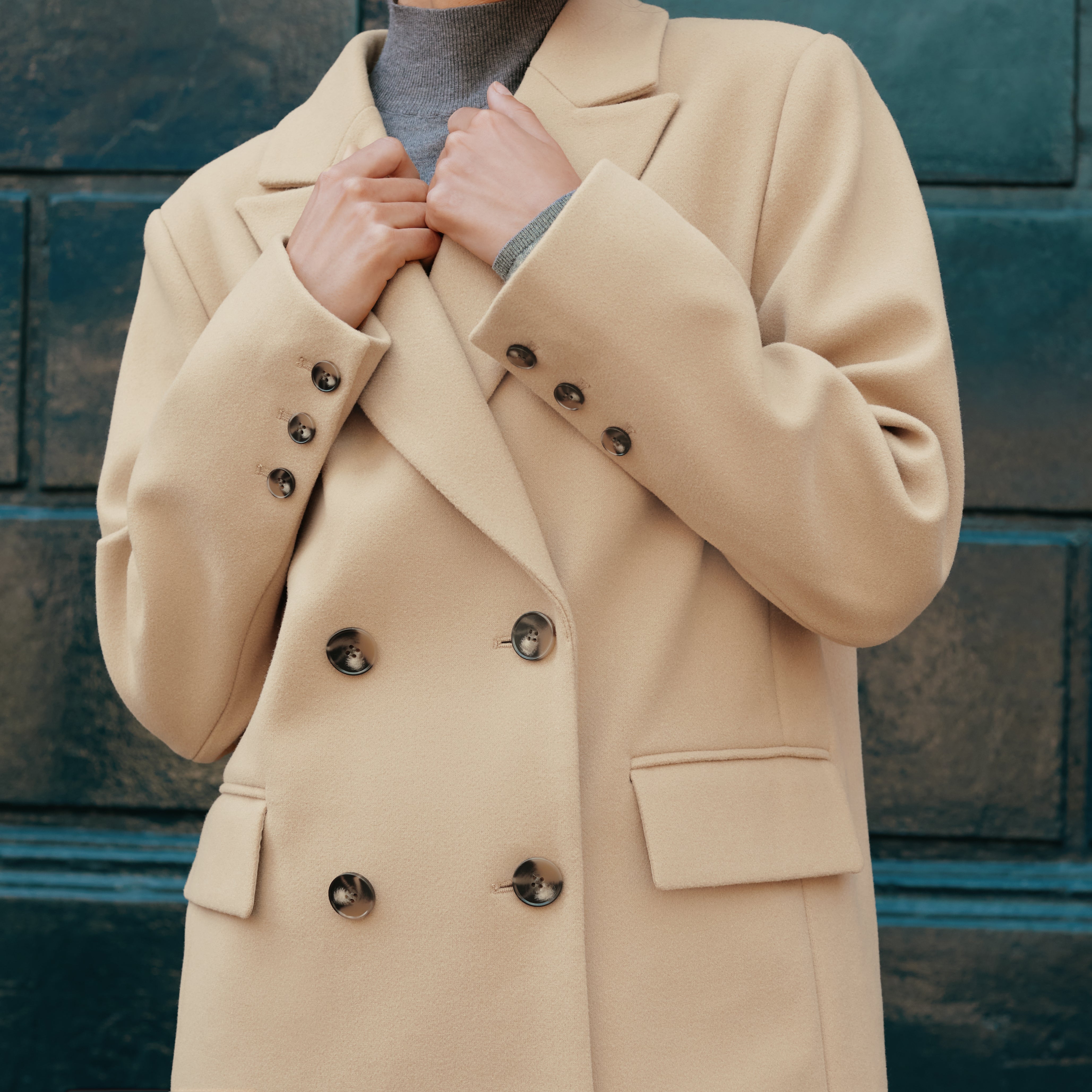 Camel Double Breasted Blazer