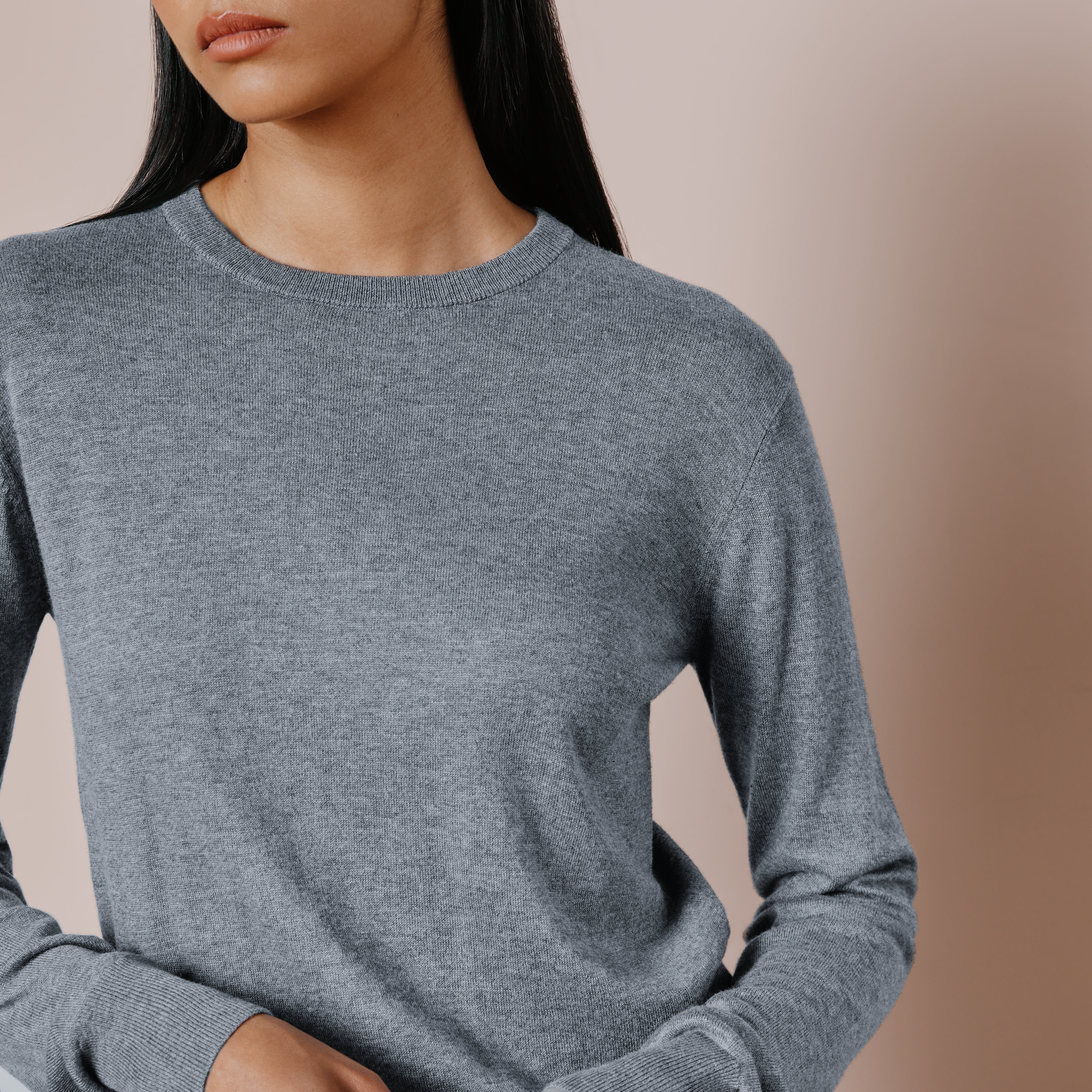 Silk Blend Classic Crew Grey