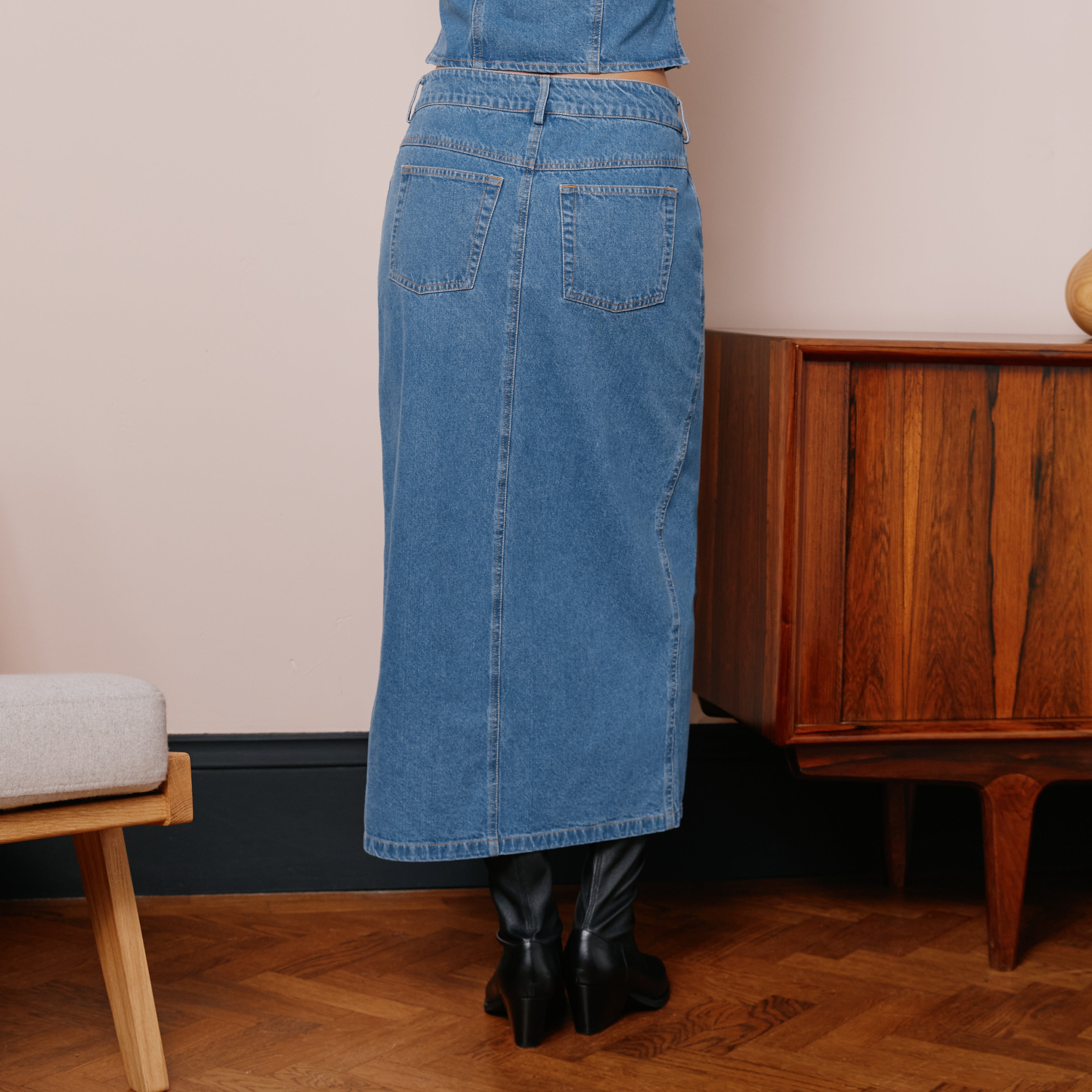 Denim Midi Skirt