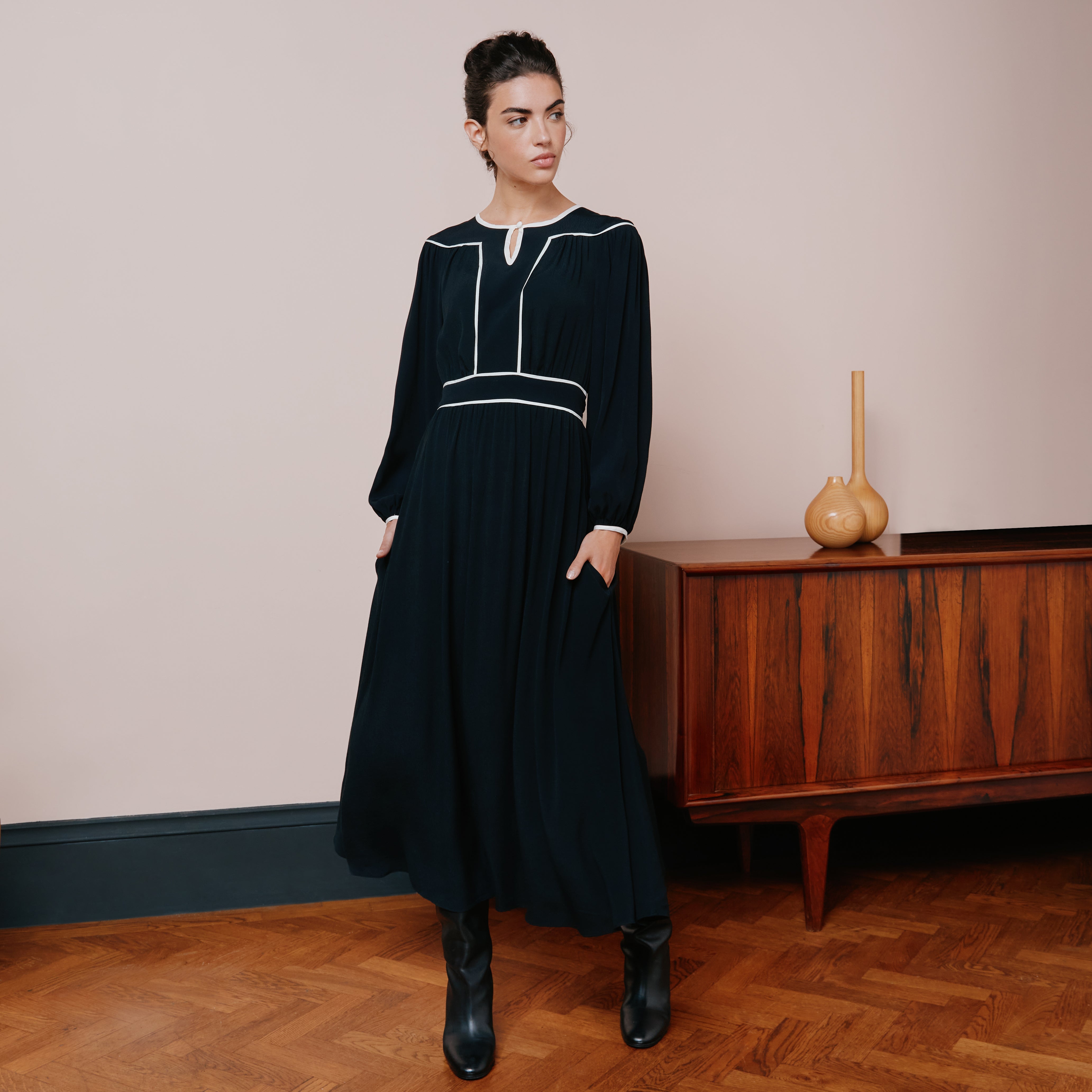 Re-Loved Piped Detail Dress - Size 14