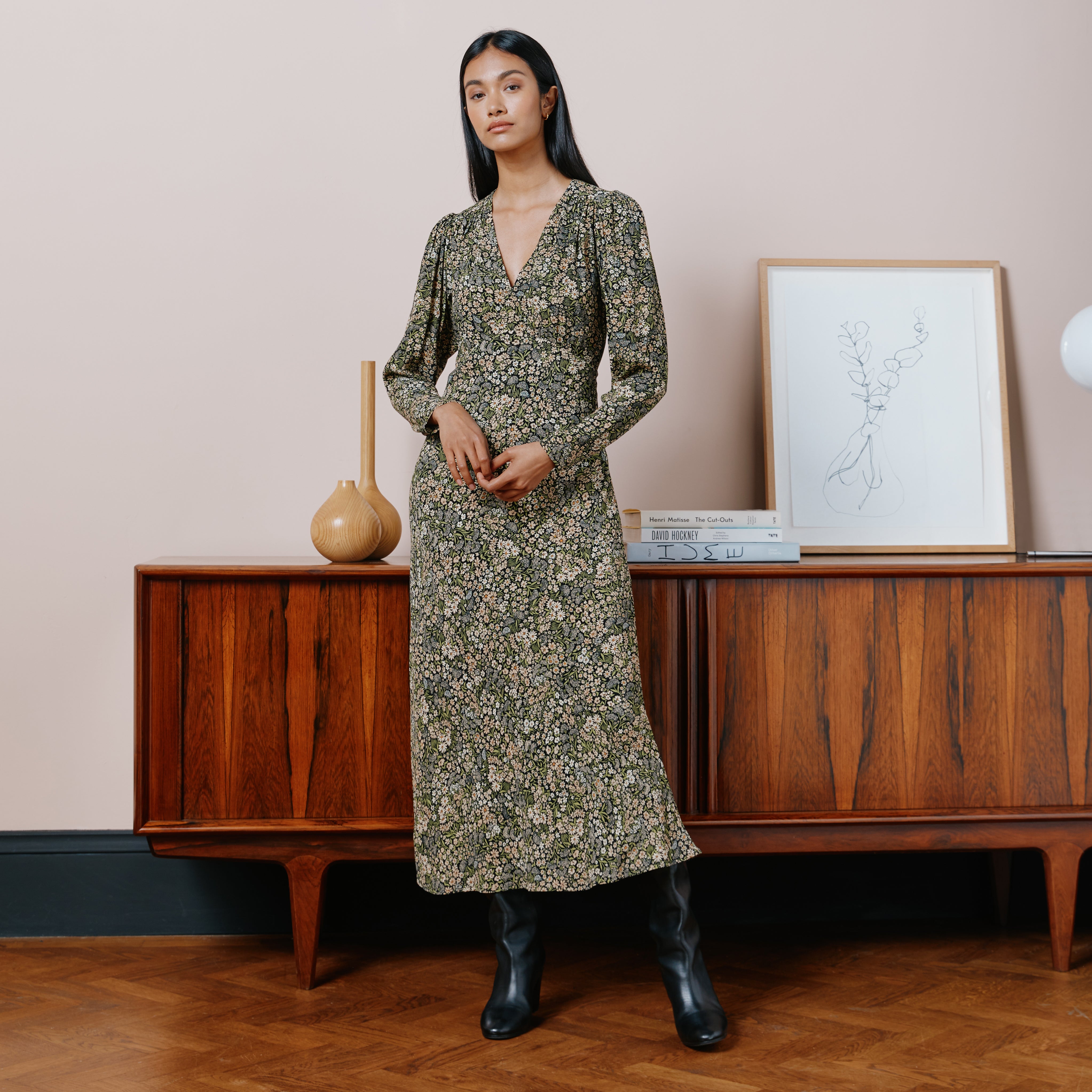 Winter Meadow Print Dress