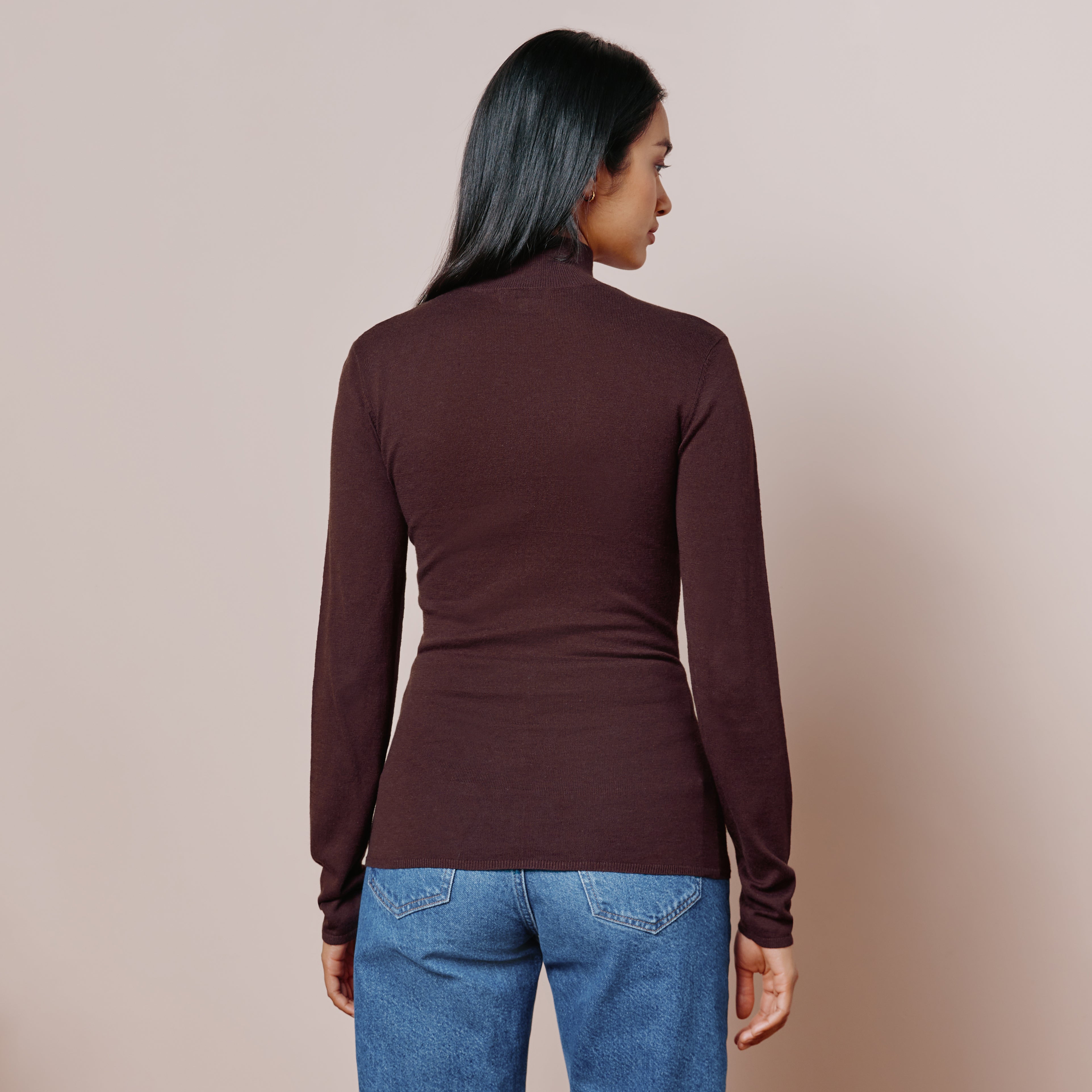 Silk Blend Turtle Neck Burgundy
