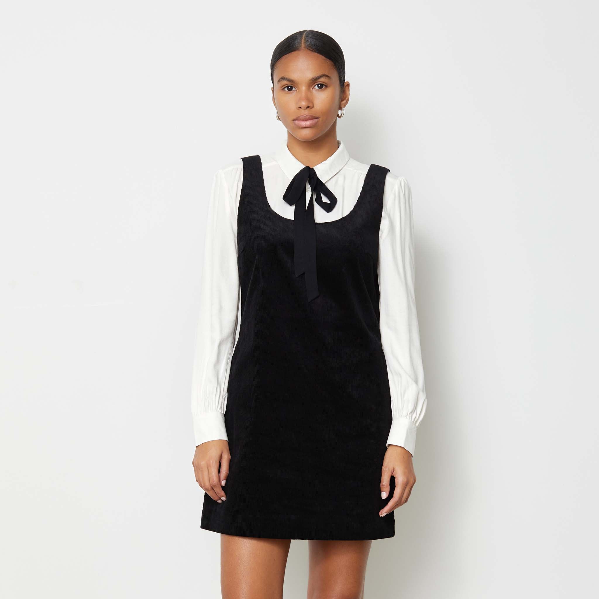 Black Cord Scoop Neck Dress