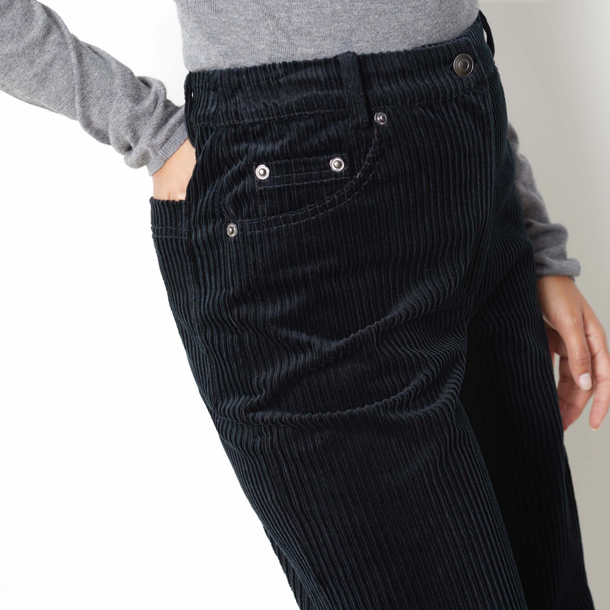 Re-Loved Black Cord Wide Leg Trouser - Size 18