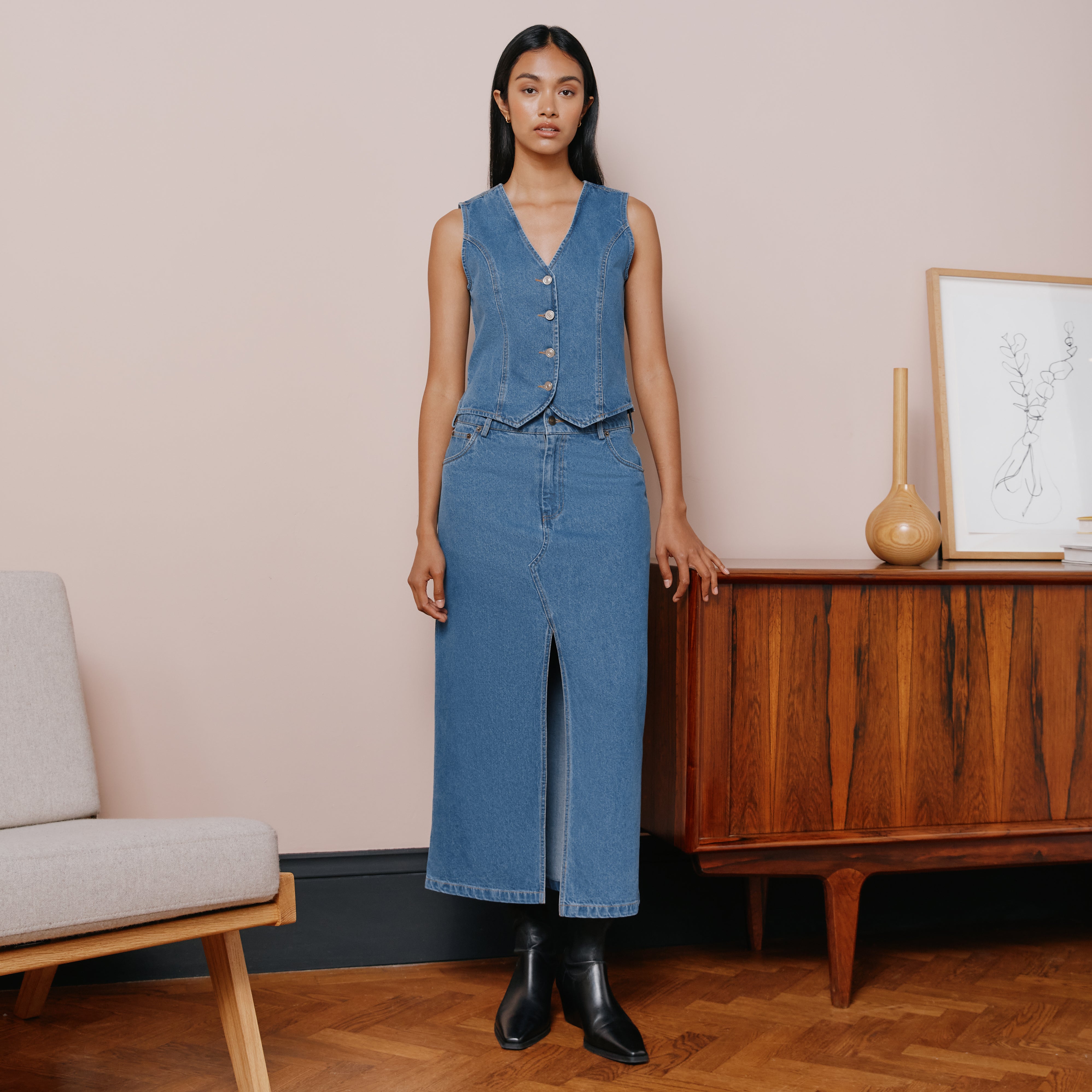 Re-Loved Denim Waistcoat - Size 10
