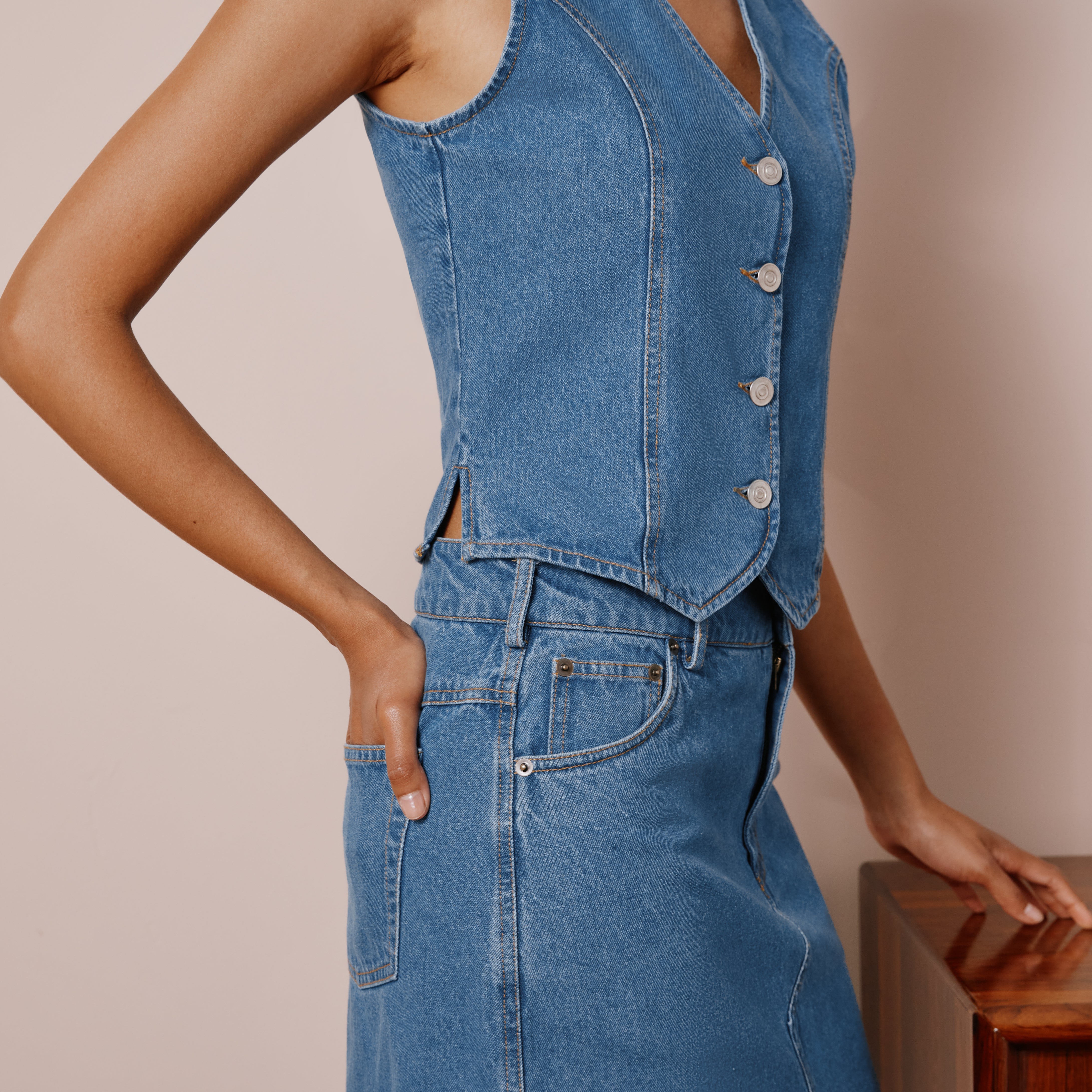 Re-Loved Denim Waistcoat - Size 10