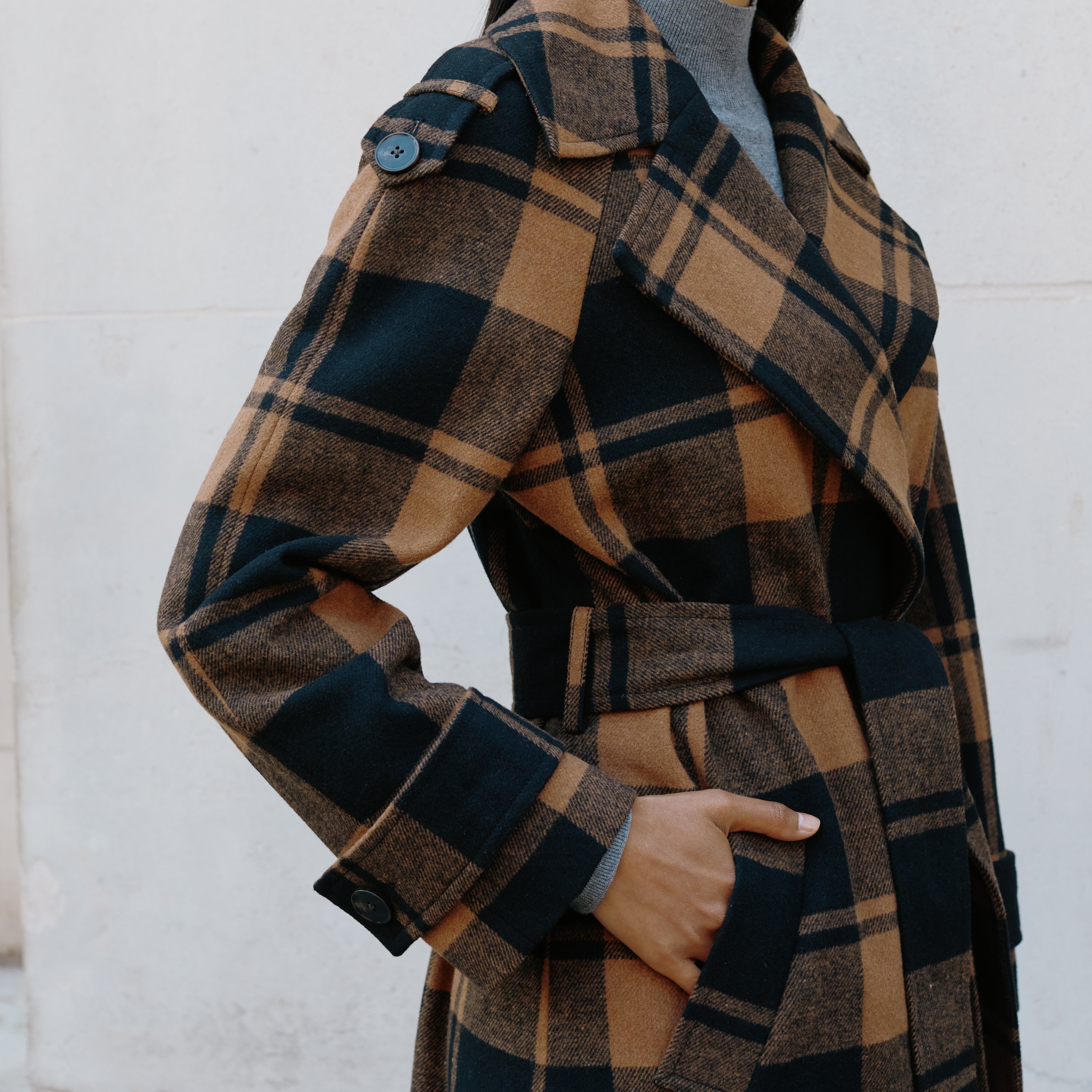 Check Wrap Coat
