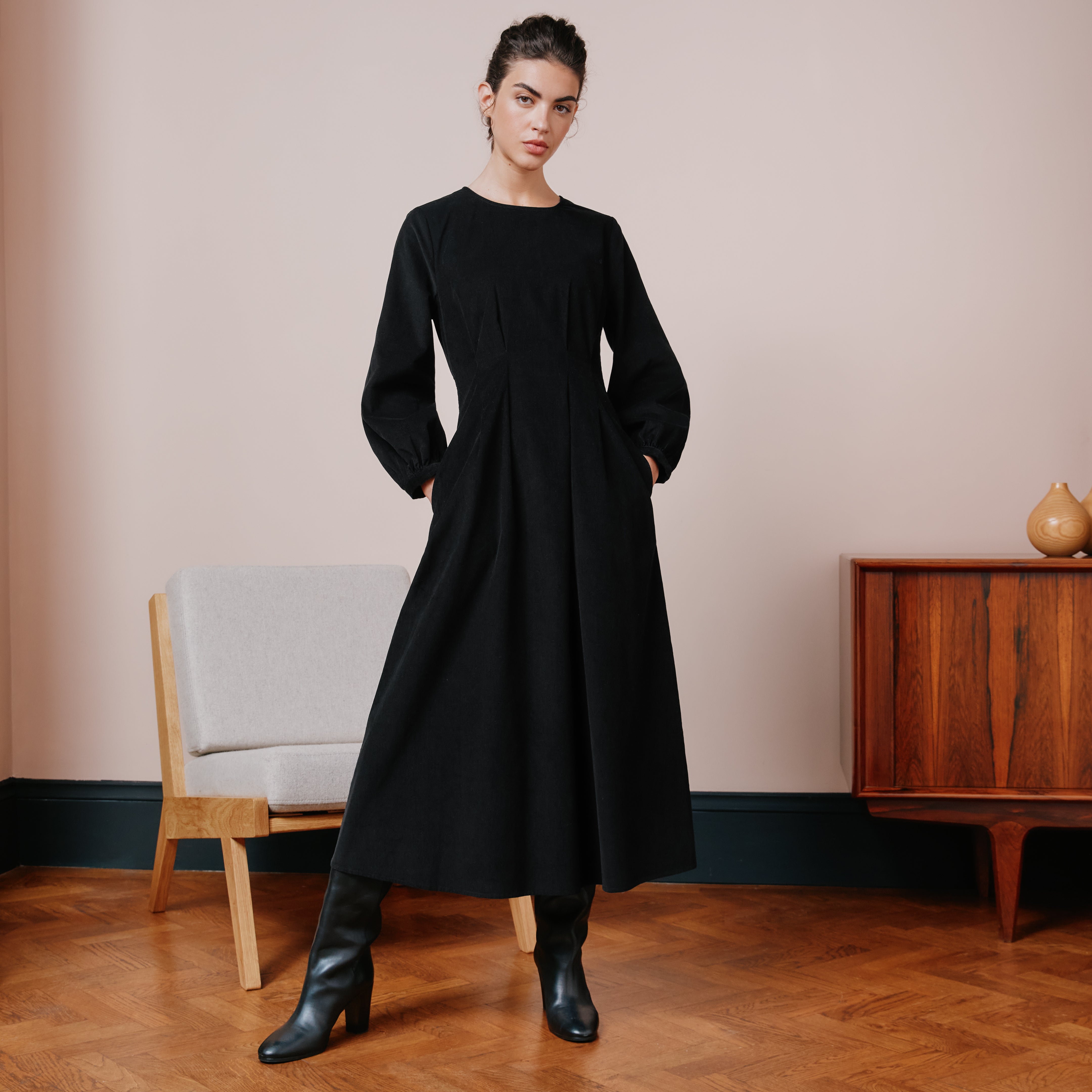 Re-Loved Waisted Cord Dress - Size 12