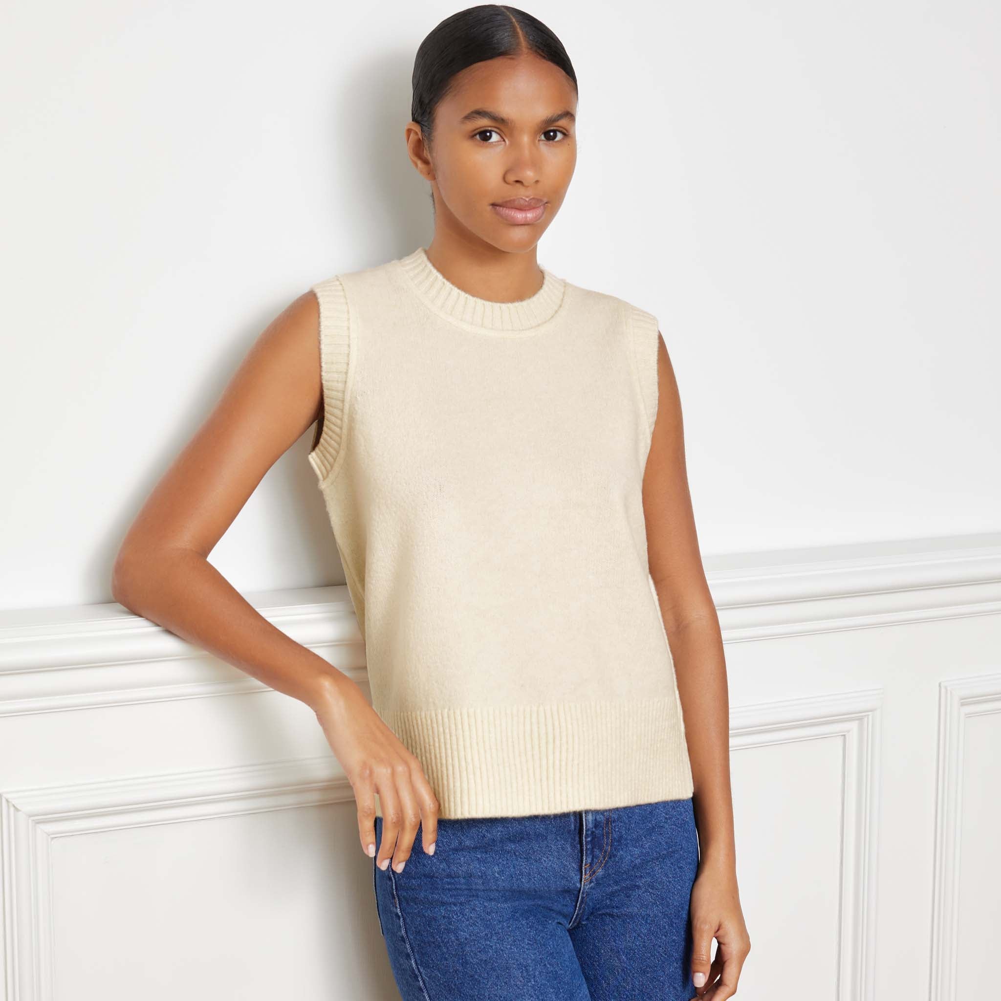 Cream Knitted Tank Top