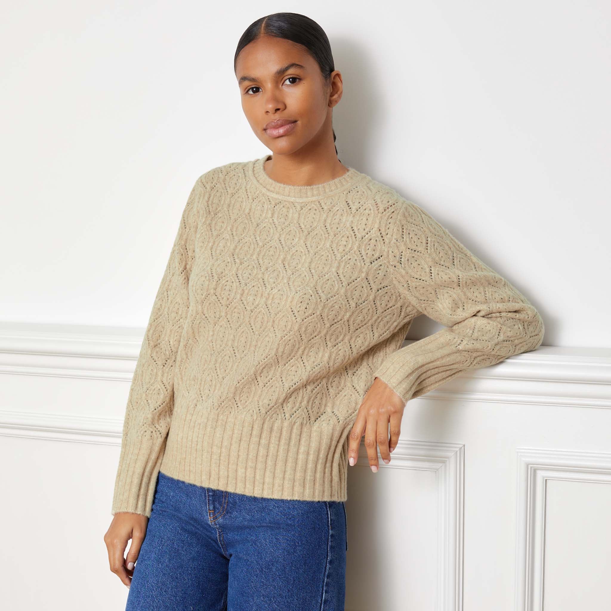 Re-Loved Leaf Pointelle Jumper - Size 14