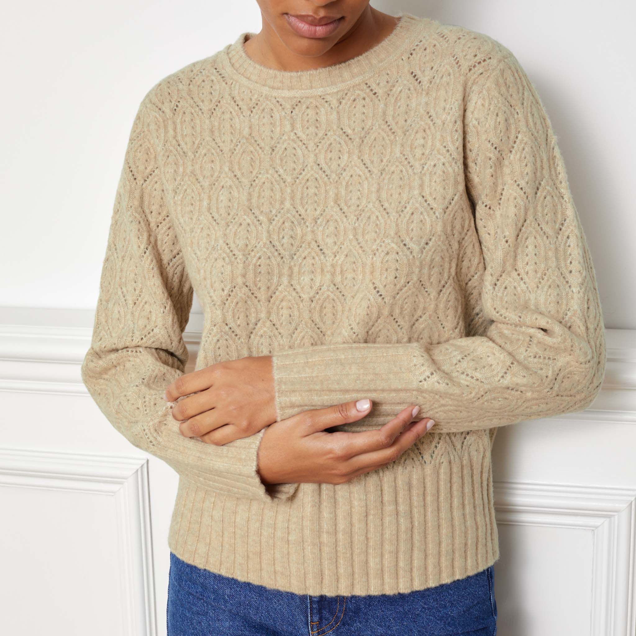 Re-Loved Leaf Pointelle Jumper - Size 14