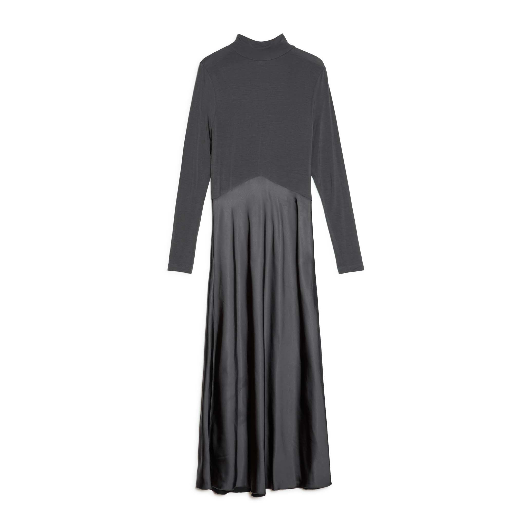 Re-Loved Turtle Neck Satin and Jersey Dress - Size 8