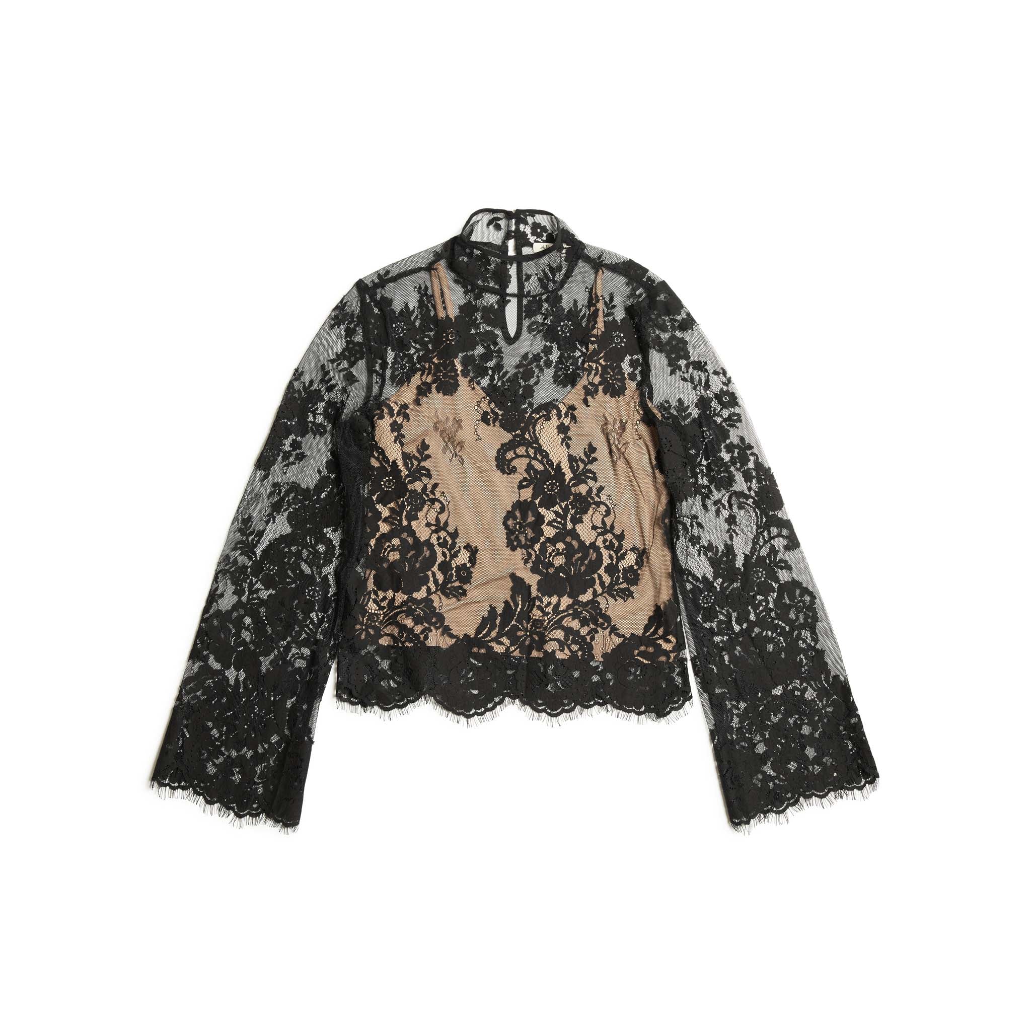 Re-Loved Lace Scallop Top - Size 16