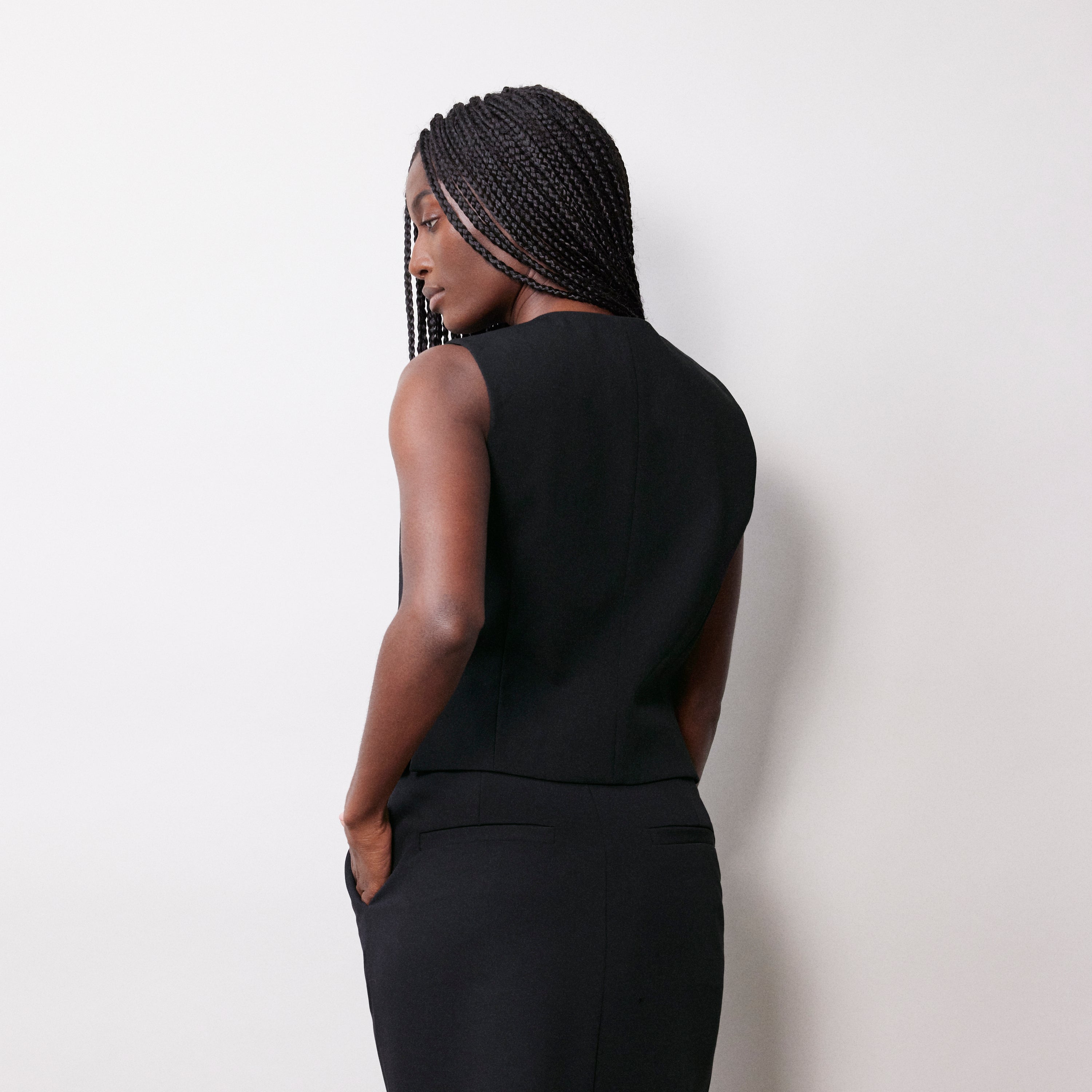 Re-Loved Black Tailored Waistcoat - Size 10