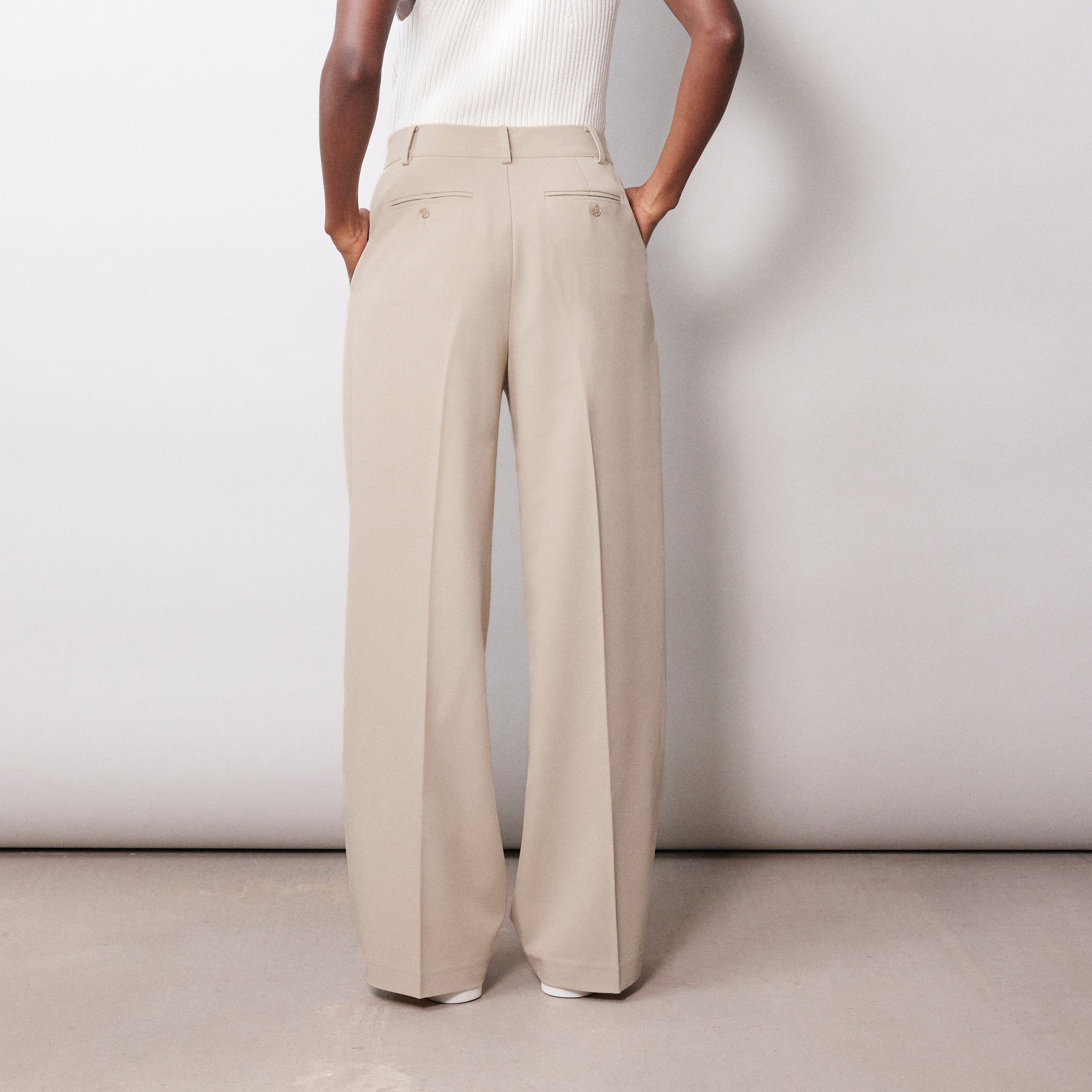 Stone Tailored Pleat Front Trouser