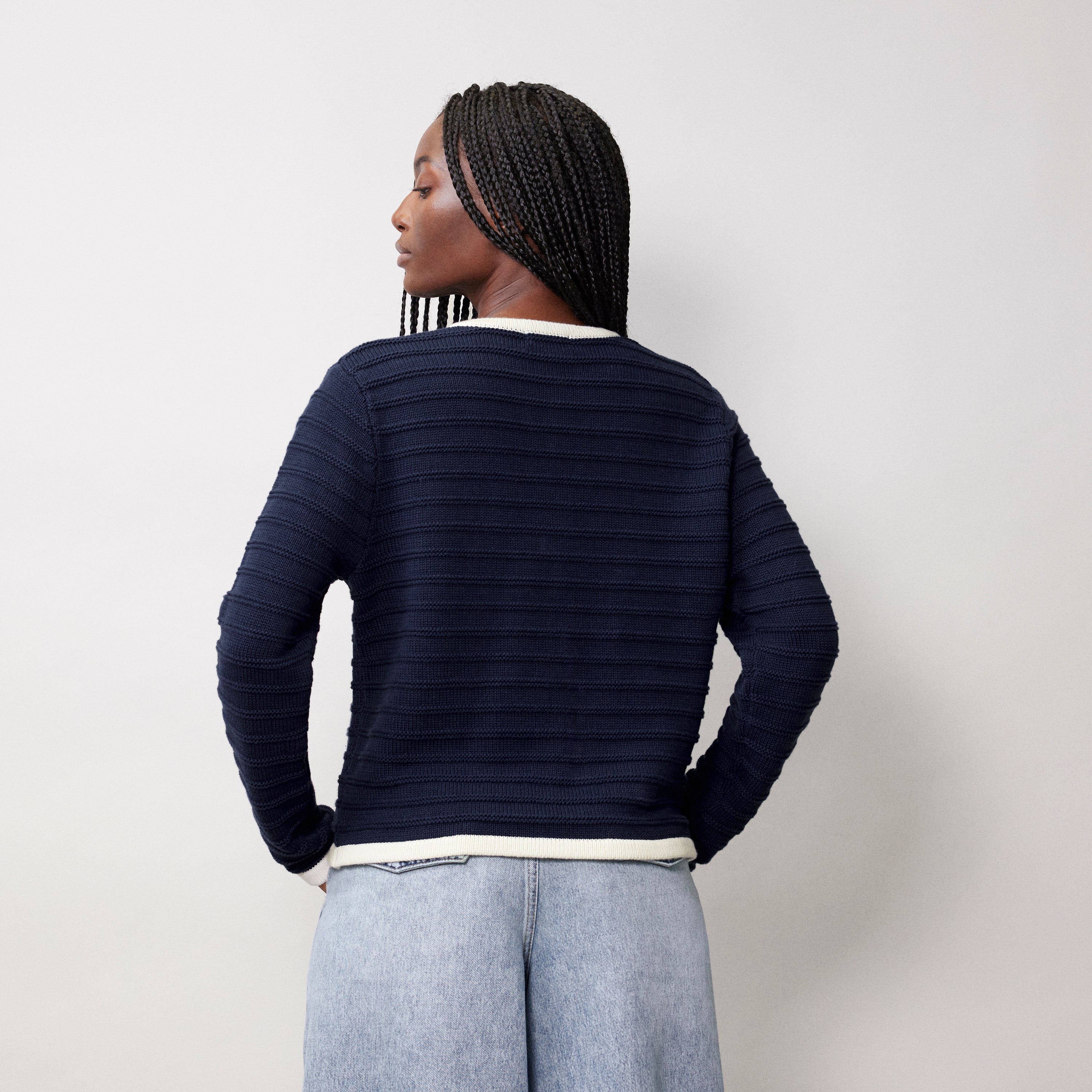 Re-Loved Knitted Contrast Trim Jacket - Size 10