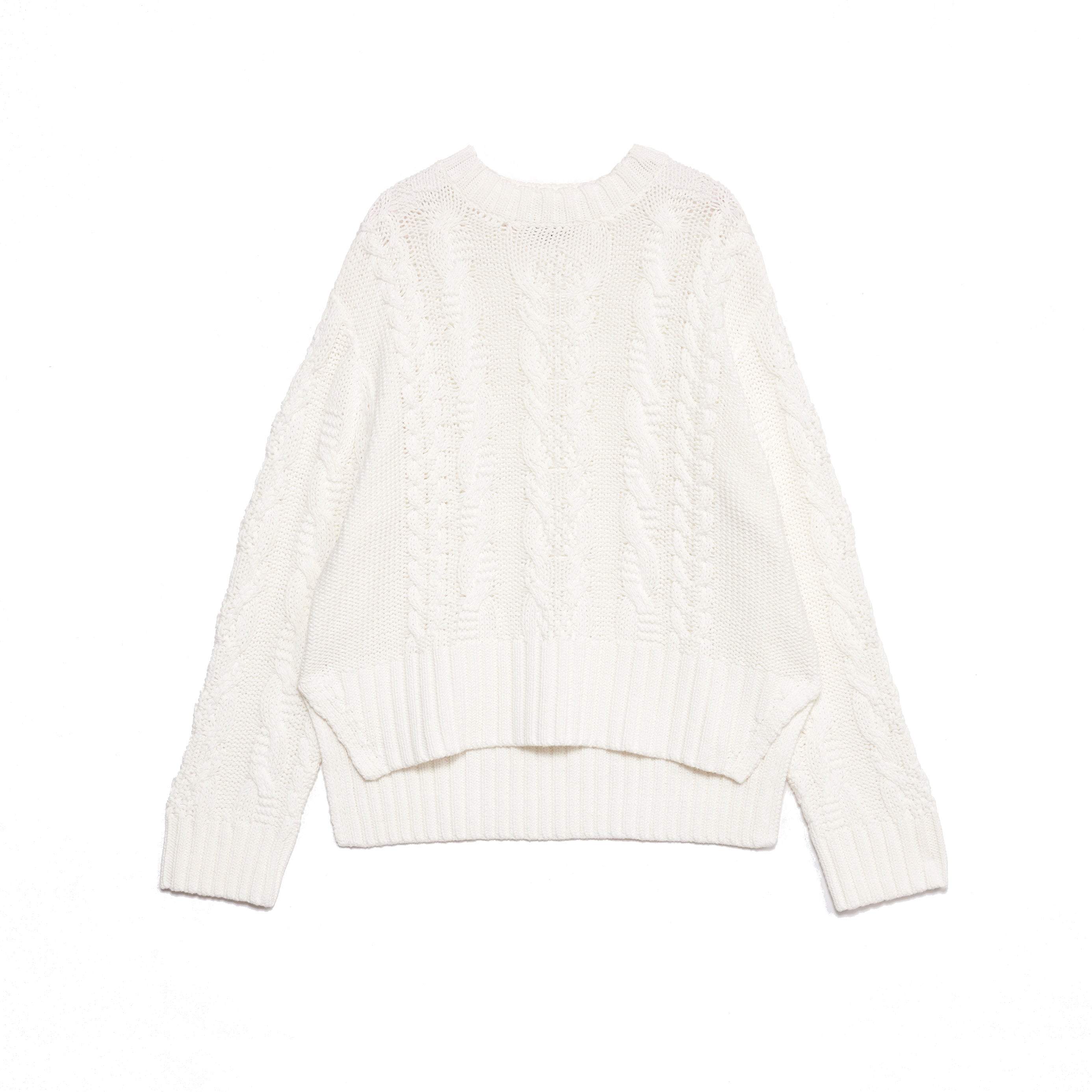 Re-Loved White Cotton Cable Jumper Size 10