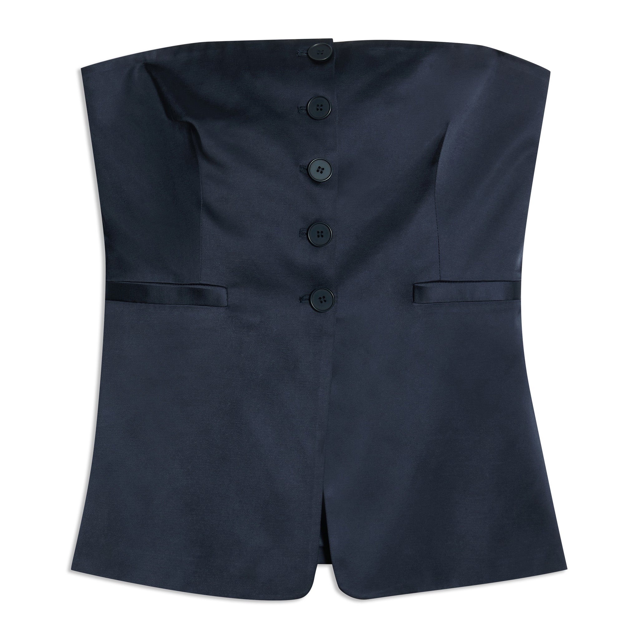 Navy Satin Bandeau Top