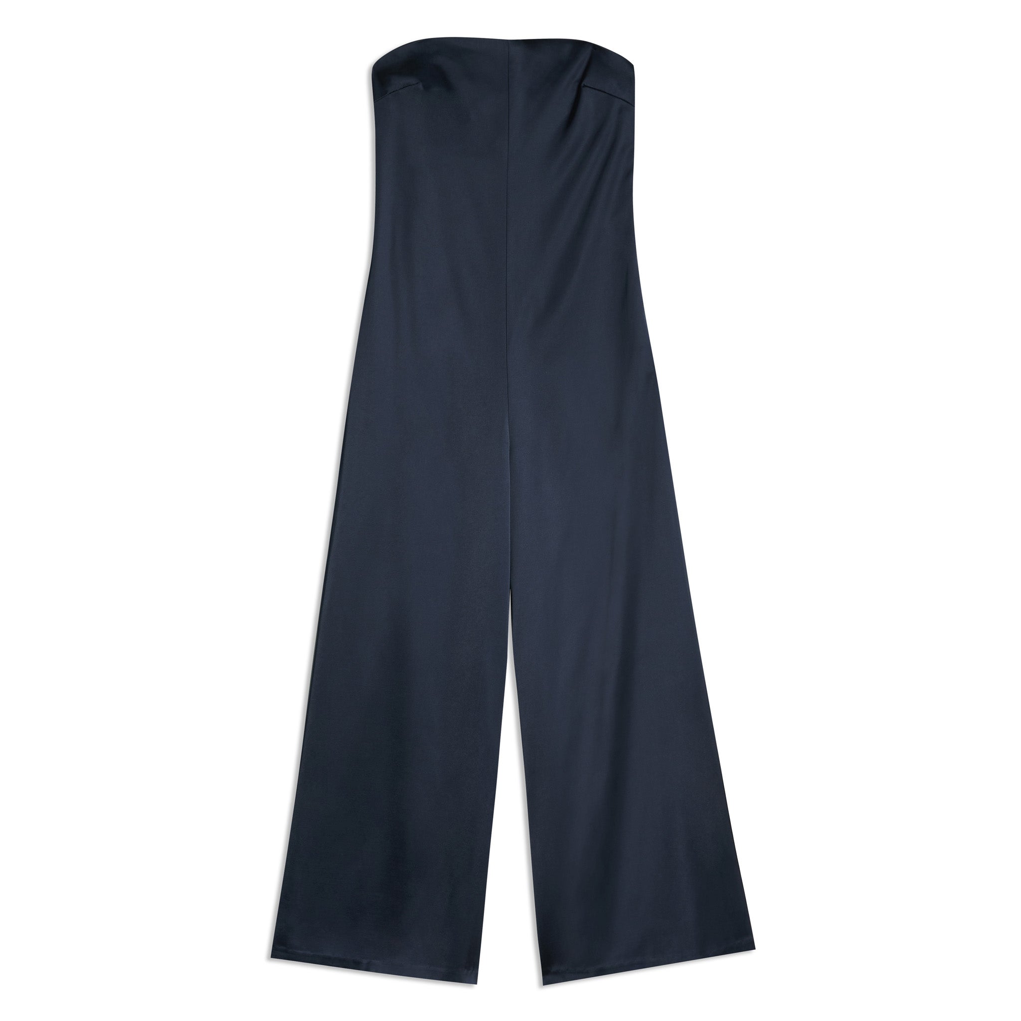 Navy Satin Bandeau Jumpsuit
