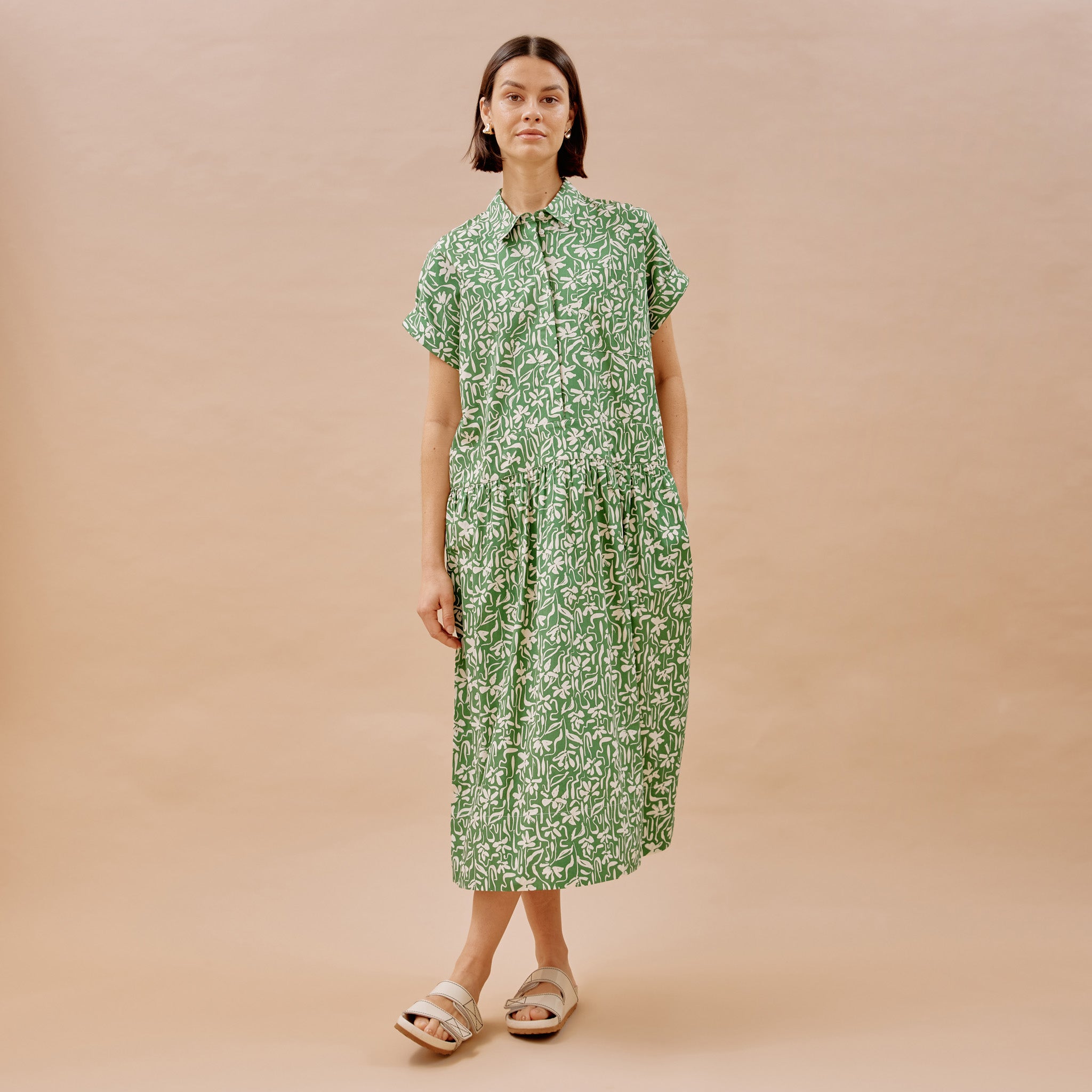 Brushstroke Floral Shirt Dress